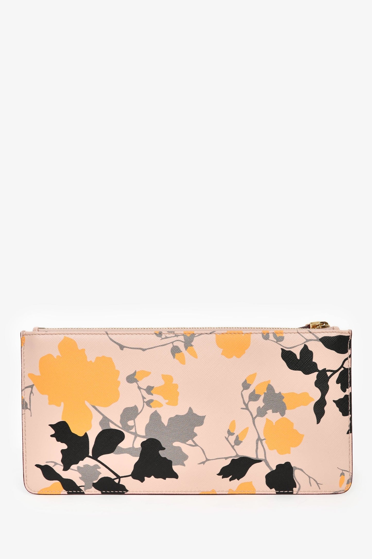 Salvatore Ferragamo Pink/Leather Leather Floral Printed Wristlet Pouch