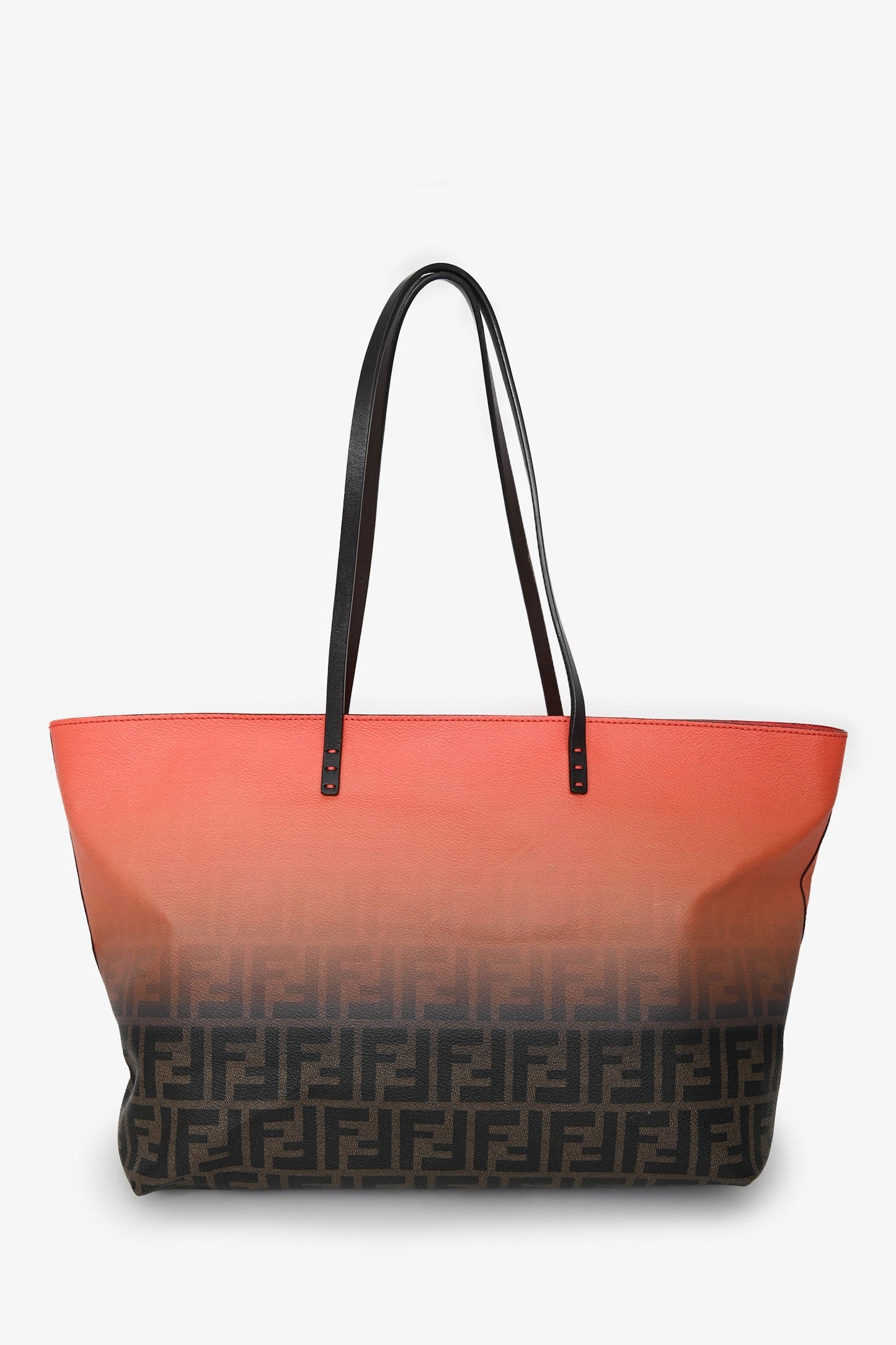 Fendi Orange/Brown Canvas/Leather FF Monogram Tote Medium