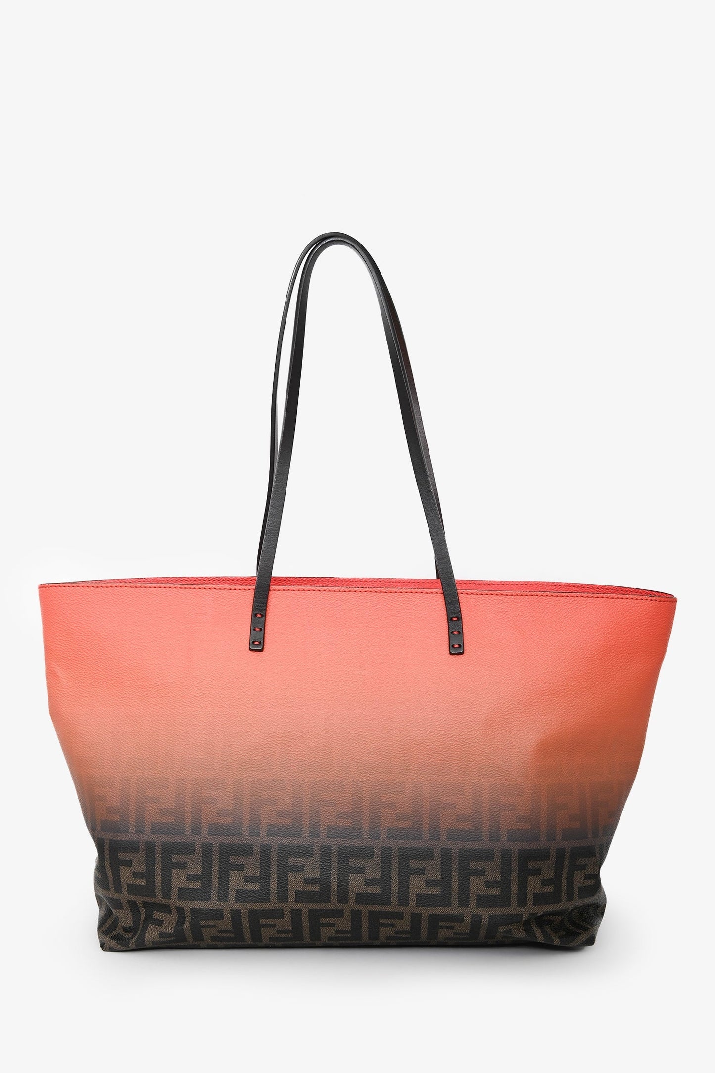 Fendi Orange/Brown Canvas/Leather FF Monogram Tote Medium