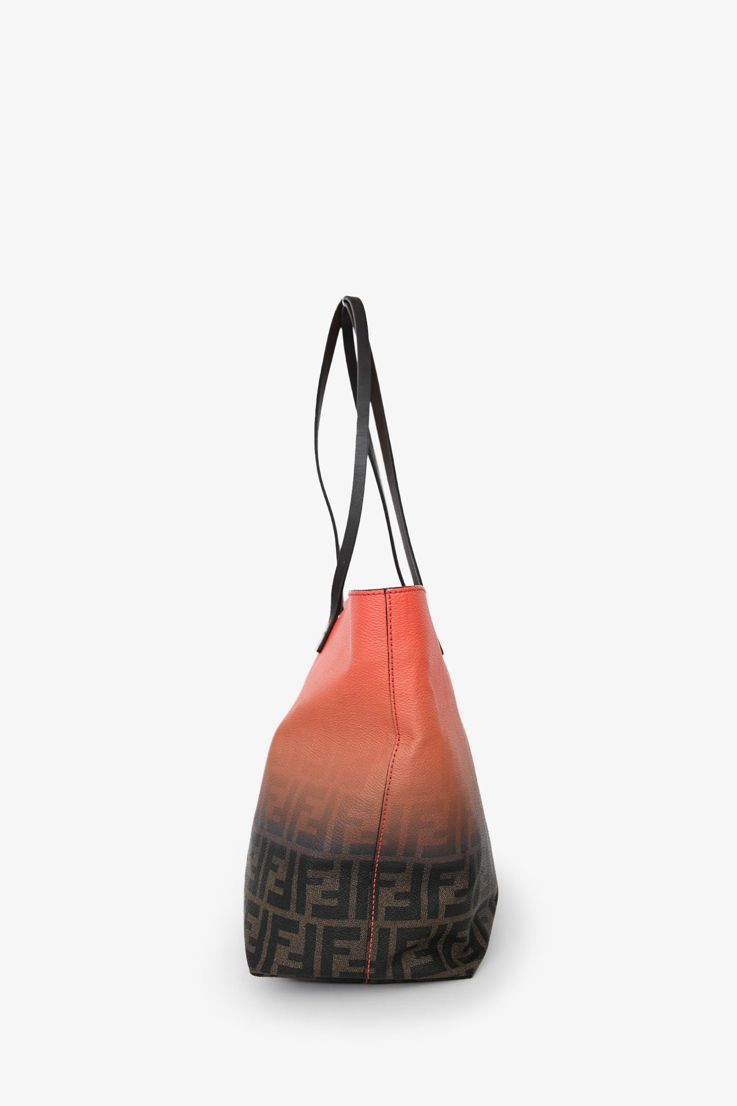 Fendi Orange/Brown Canvas/Leather FF Monogram Tote Medium