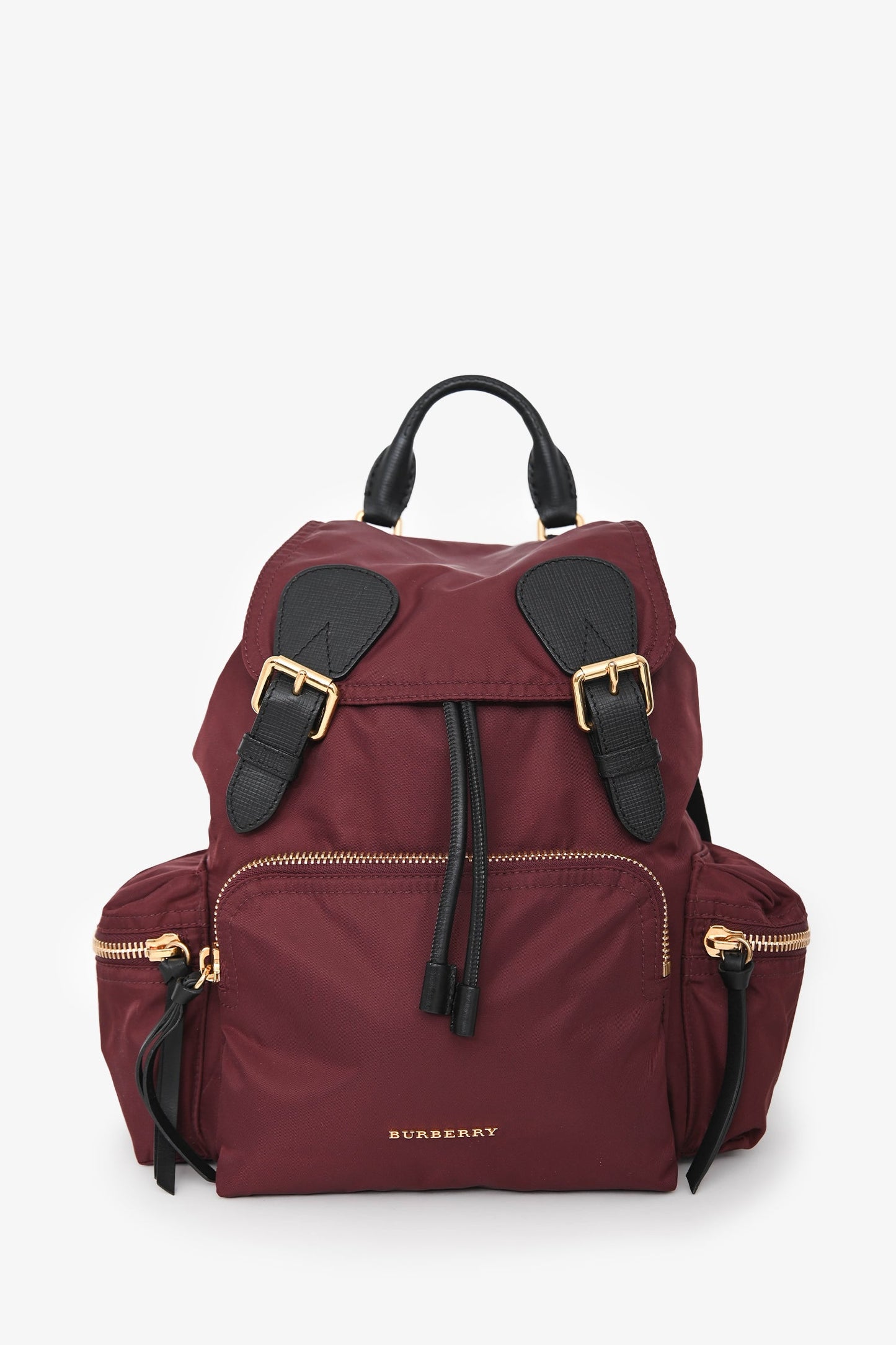 Burberry Burgundy Nylon Drawstring Backpack