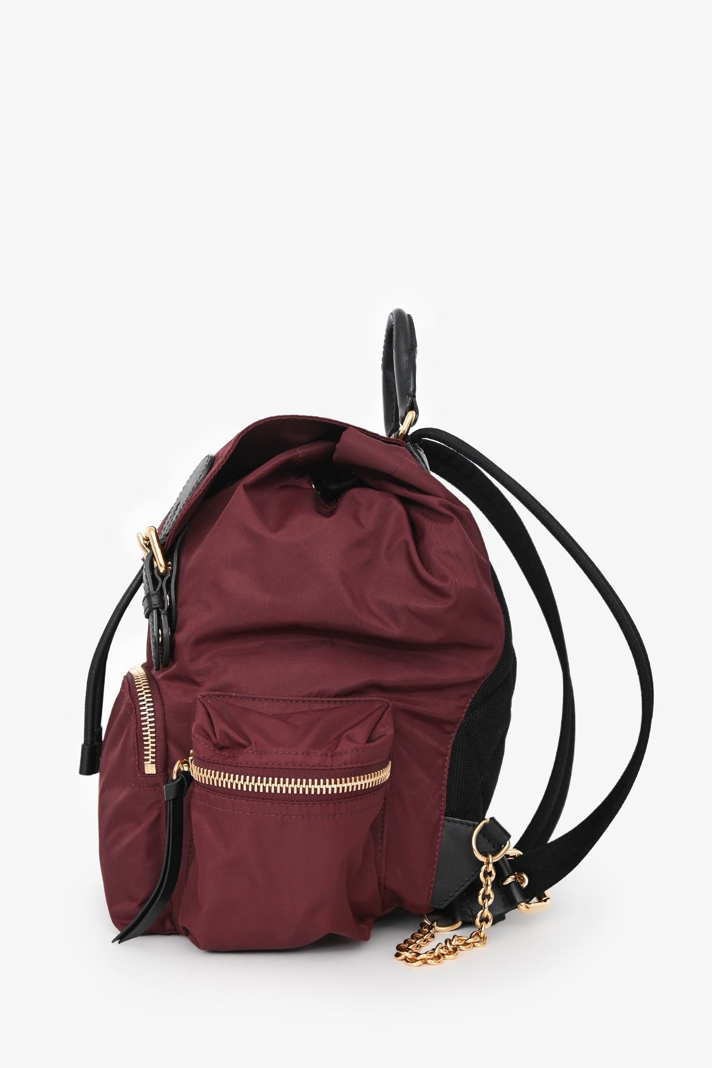 Burberry Burgundy Nylon Drawstring Backpack