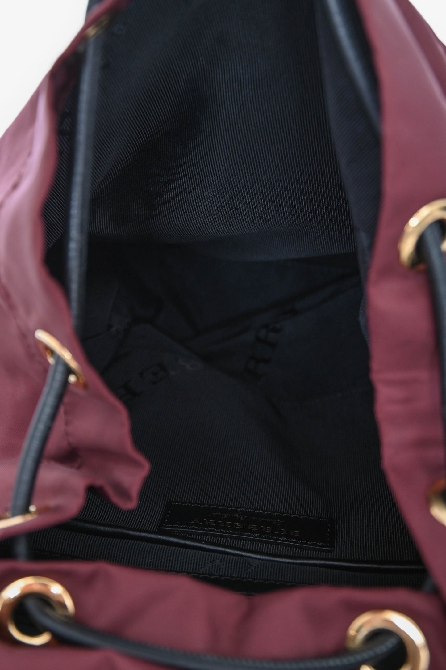 Burberry Burgundy Nylon Drawstring Backpack