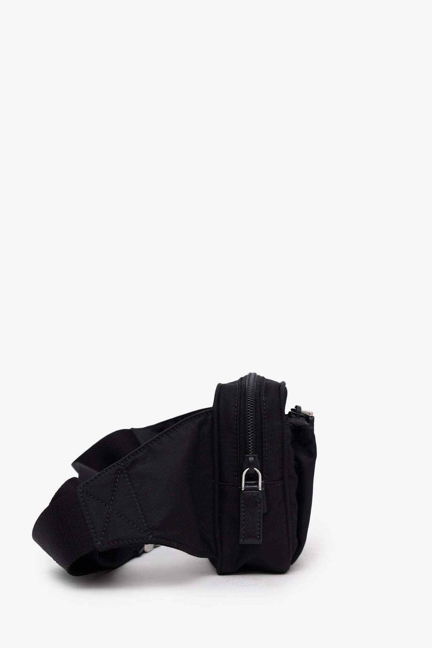 Prada Black Re-Nylon Saffiano Leather Belt Bag