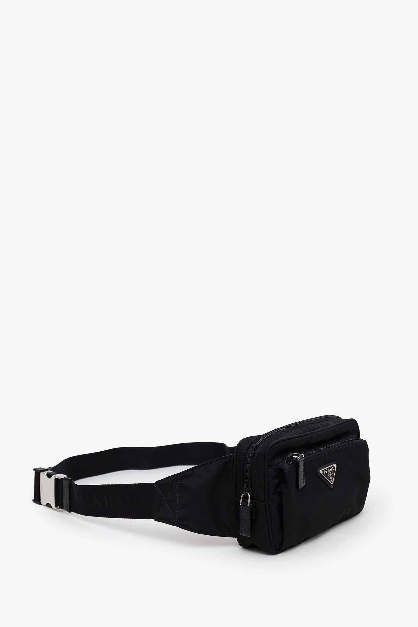 Prada Black Re-Nylon Saffiano Leather Belt Bag