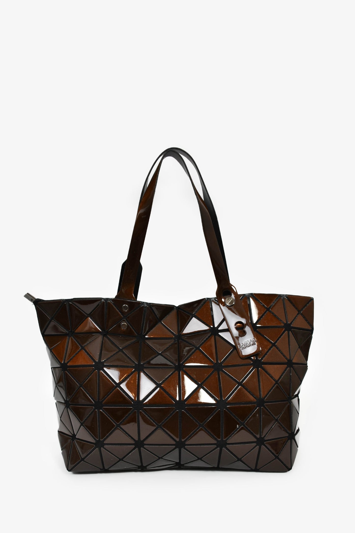 Issey Miyake Brown Geometric Tote Bag