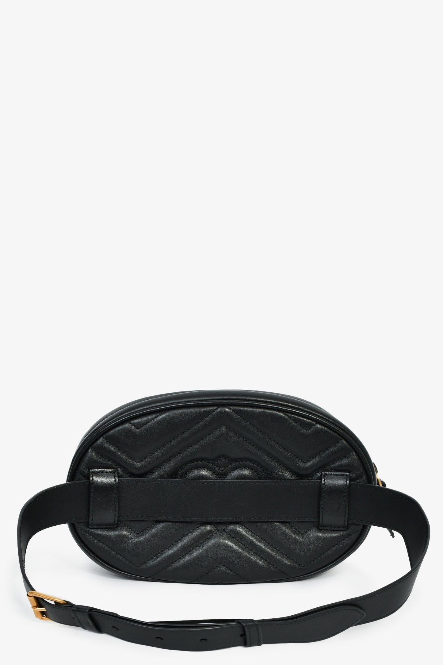 Gucci Black Leather GG Marmont Belt Bag Size 85/34