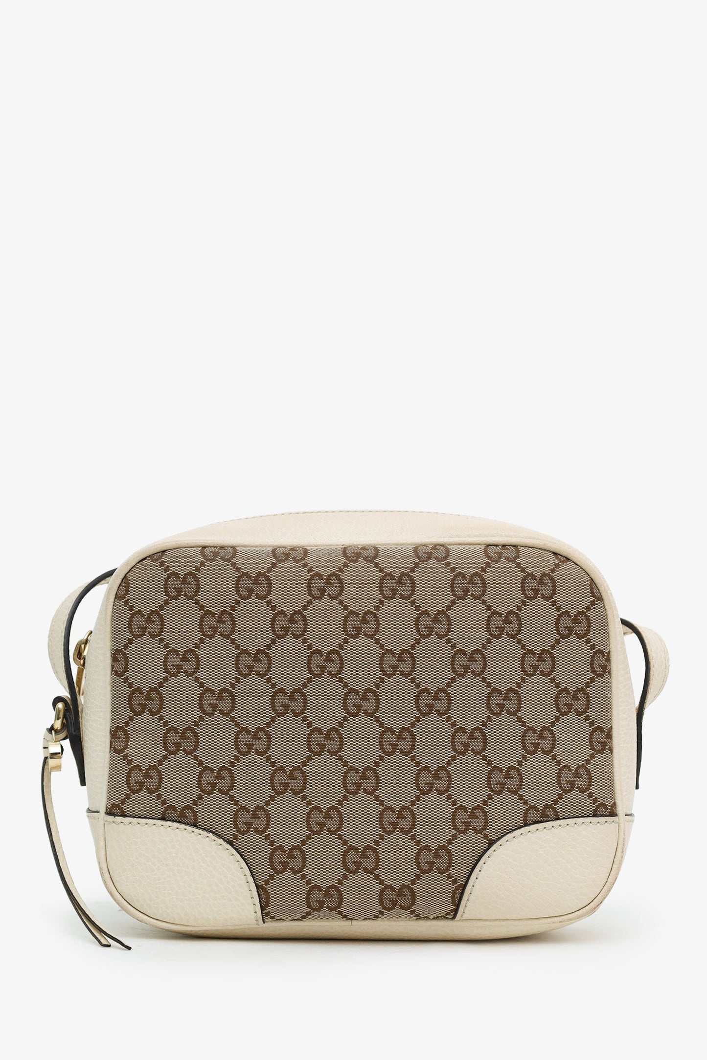 Gucci White/Brown Monogram Mini Bree Messenger Bag