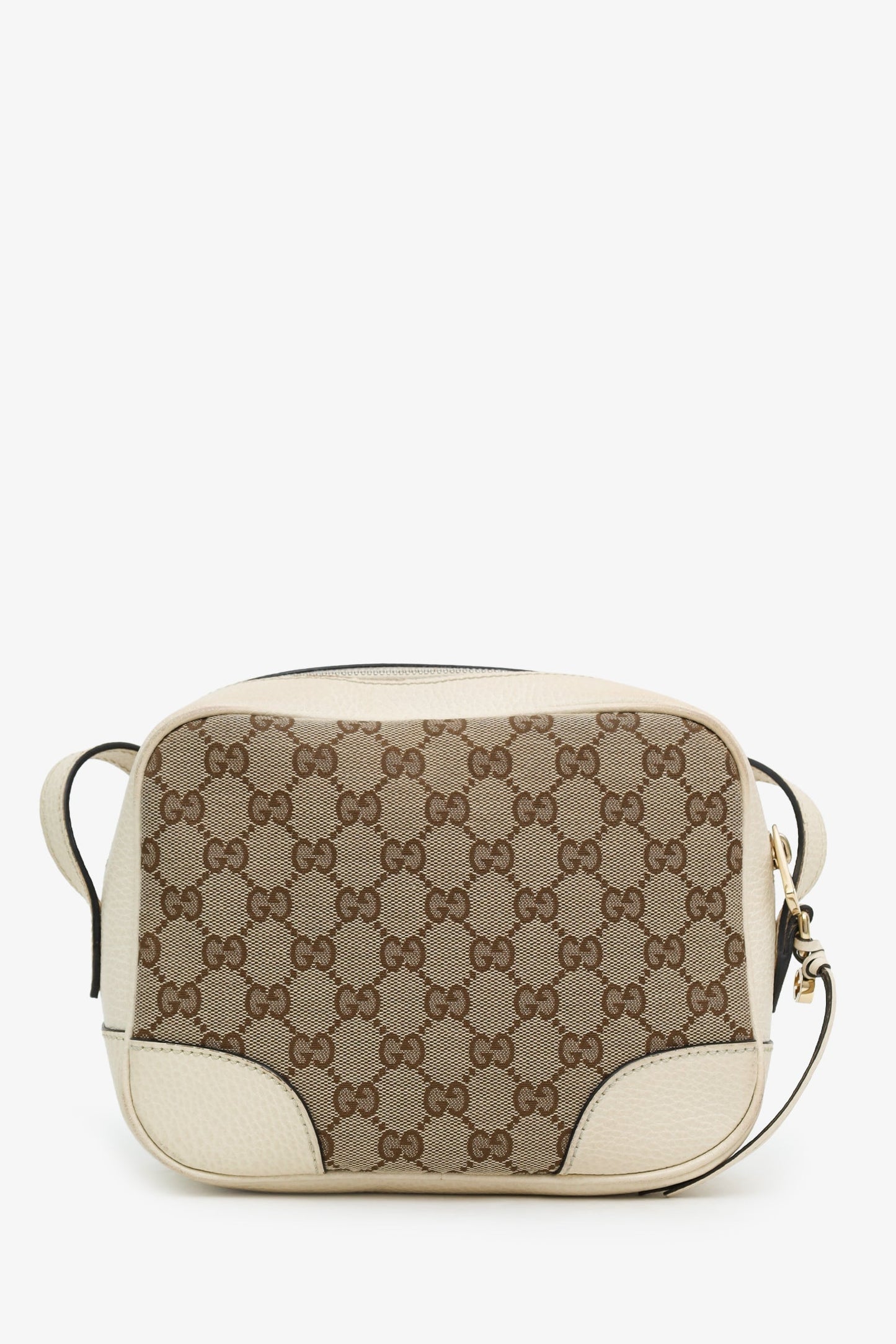 Gucci White/Brown Monogram Mini Bree Messenger Bag