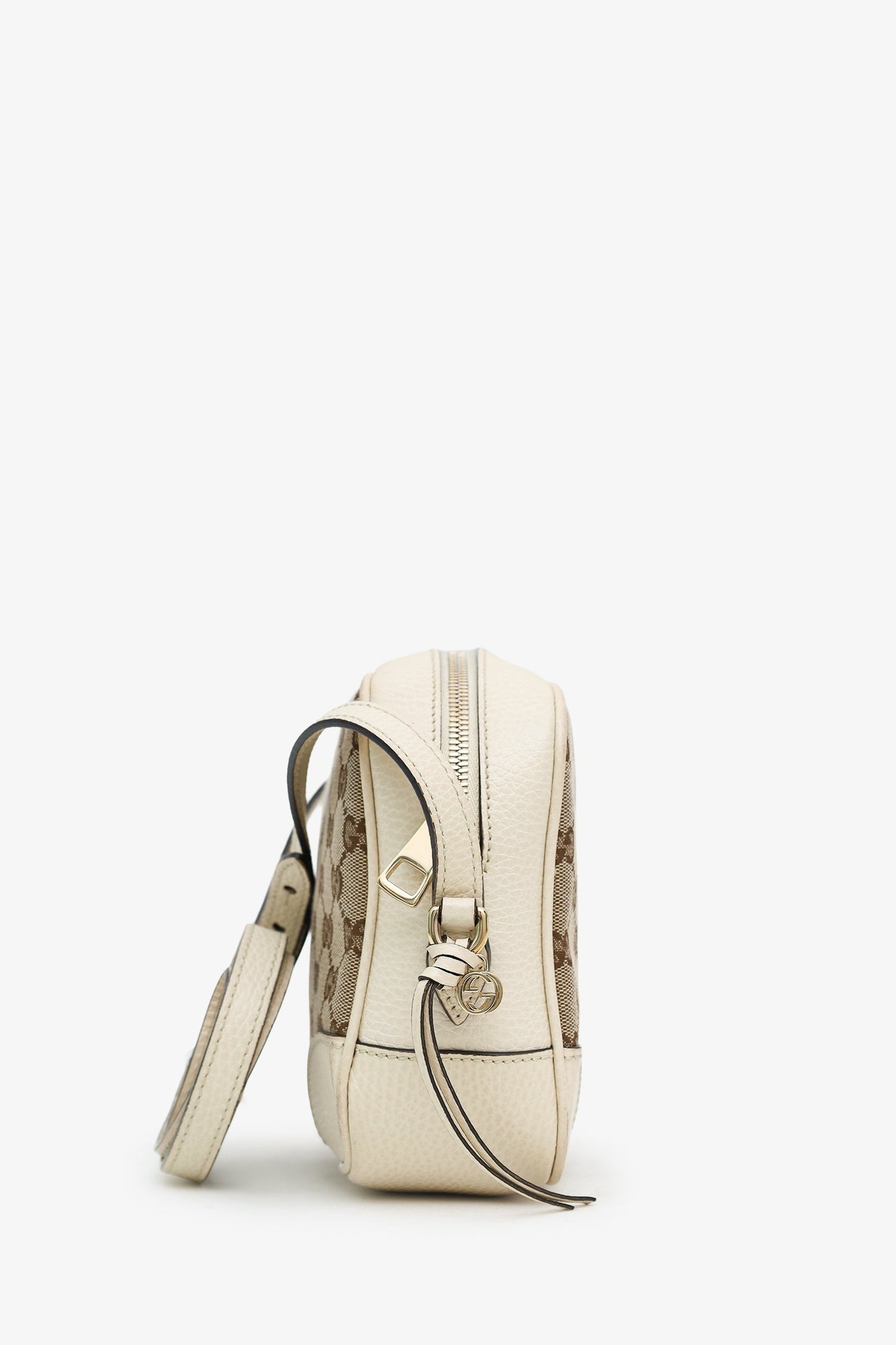 Gucci White/Brown Monogram Mini Bree Messenger Bag