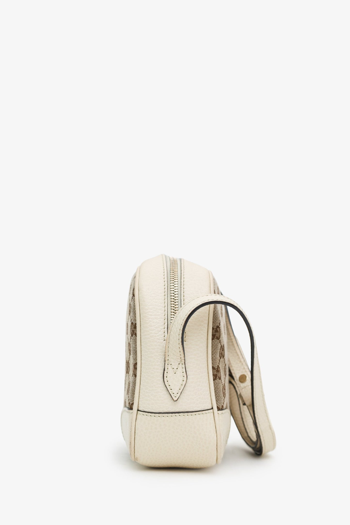 Gucci White/Brown Monogram Mini Bree Messenger Bag