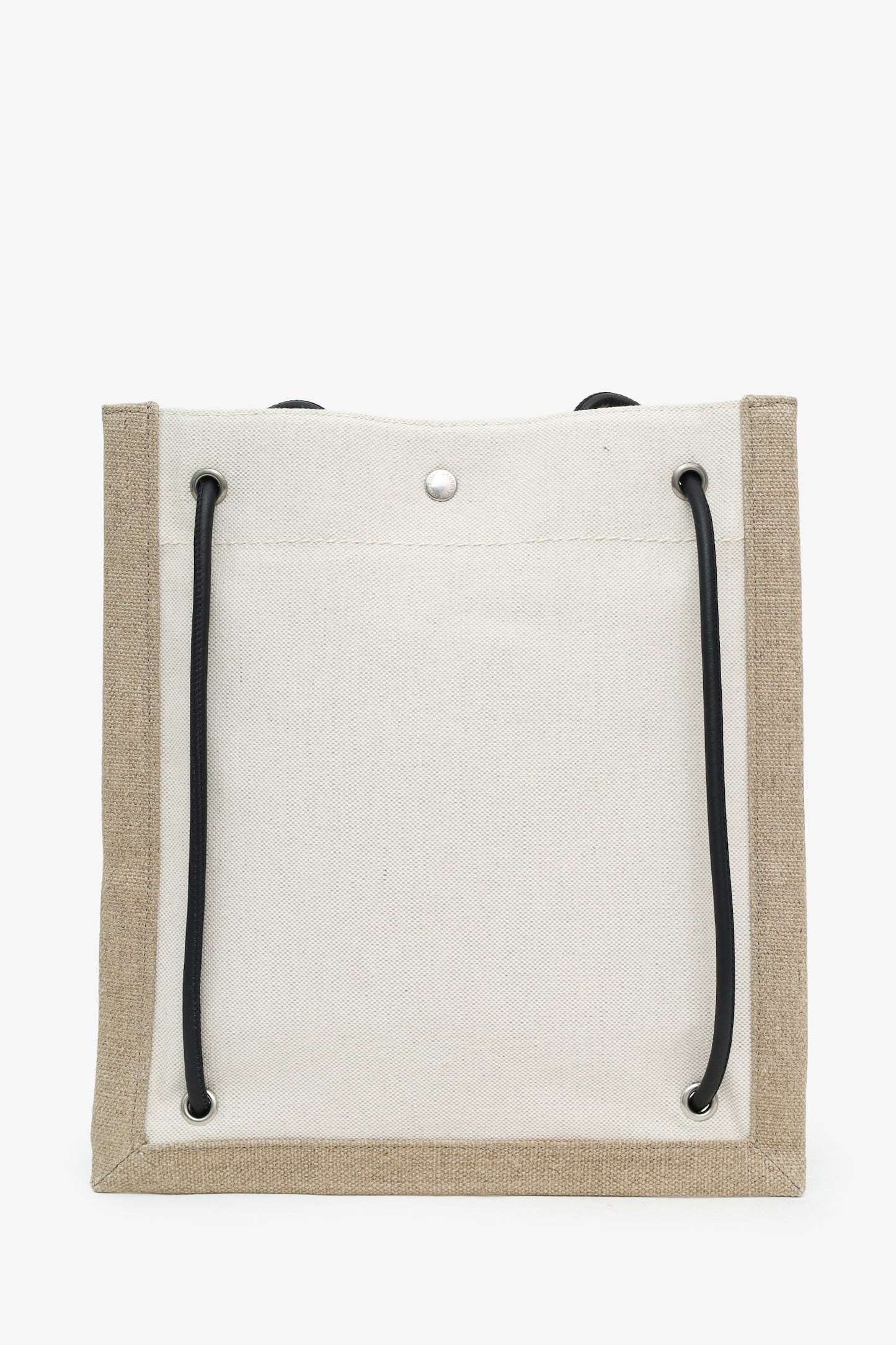 Saint Laurent Beige Linen Calfskin Rive Gauche Drawstring Backpack