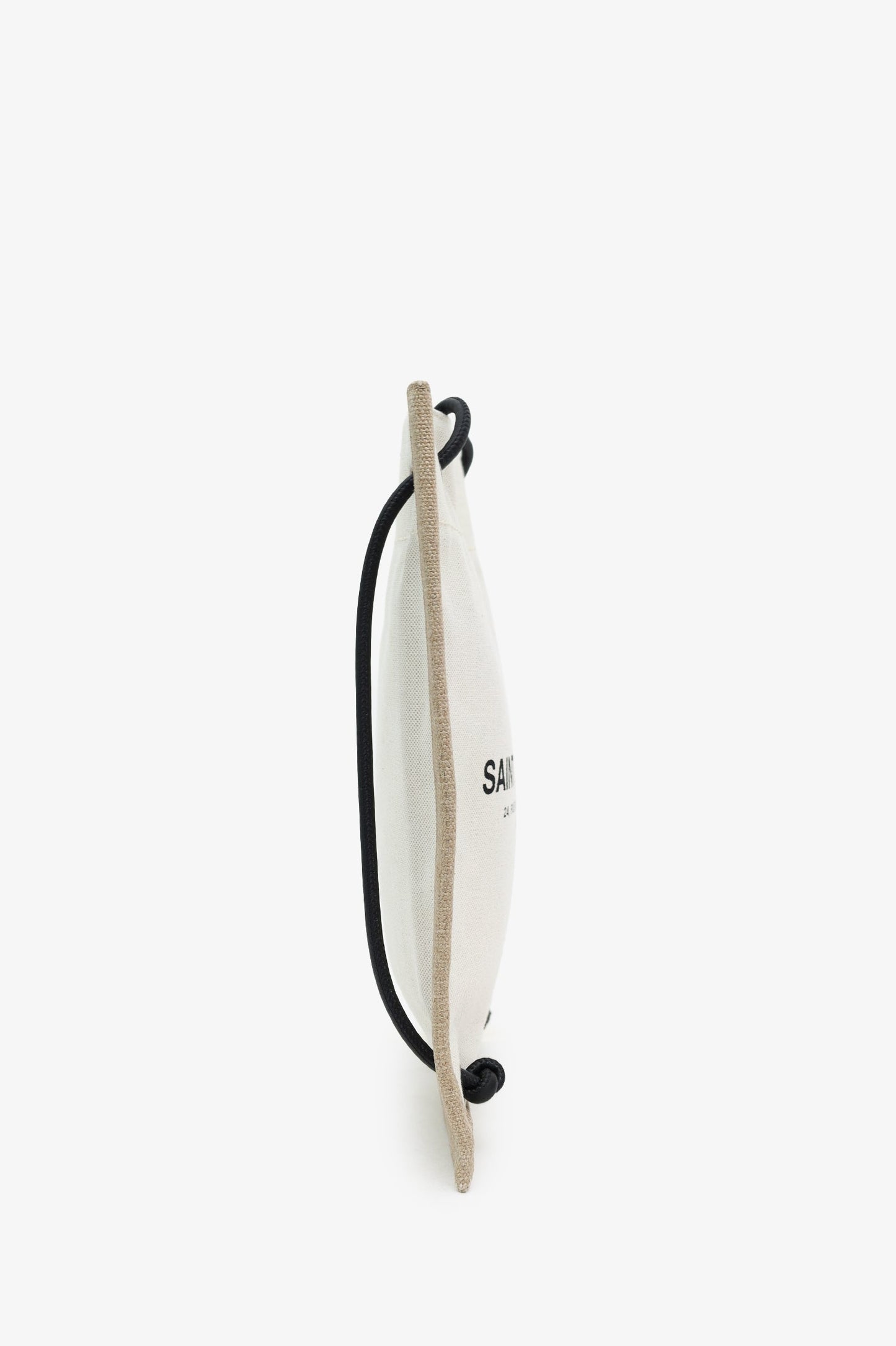 Saint Laurent Beige Linen Calfskin Rive Gauche Drawstring Backpack