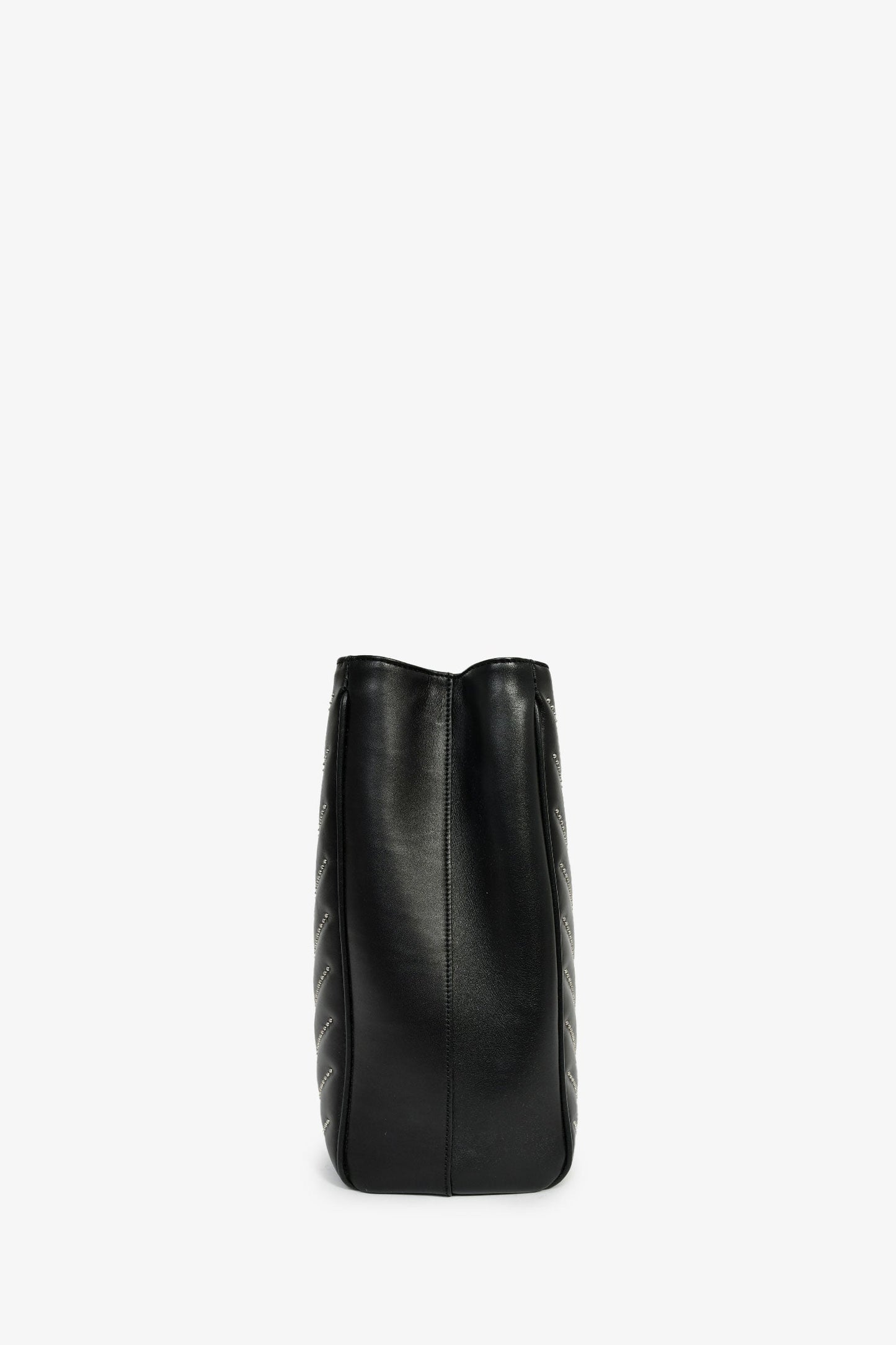 Saint Laurent Black Leather Studded Matelasse Chevron Leather Large Shopping Tote Bag