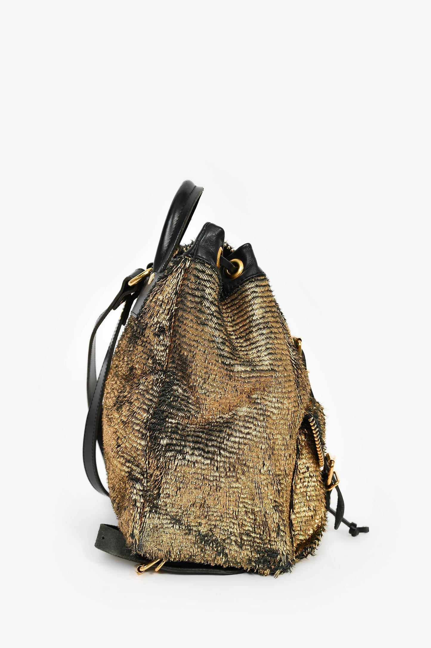 Giuseppe Zanotti Metallic Gold Double Pocket Backpack