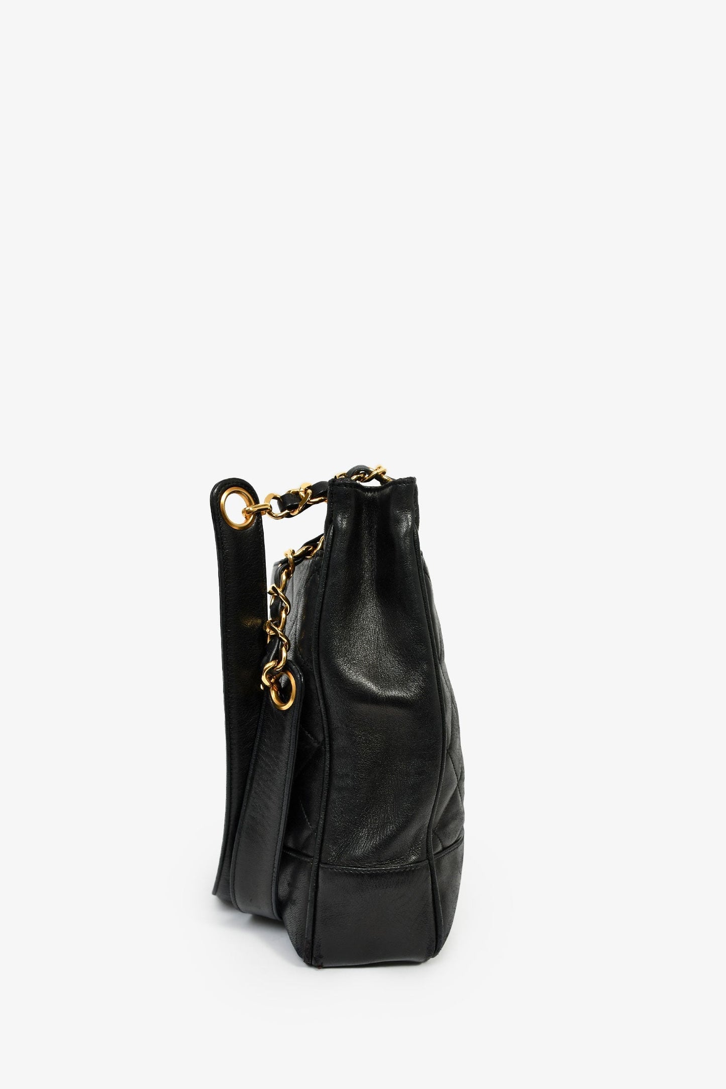 Chanel™ 1994-96 Vintage Black Lambskin Quilted Chain Interlocking CC Charm Tote Bag
