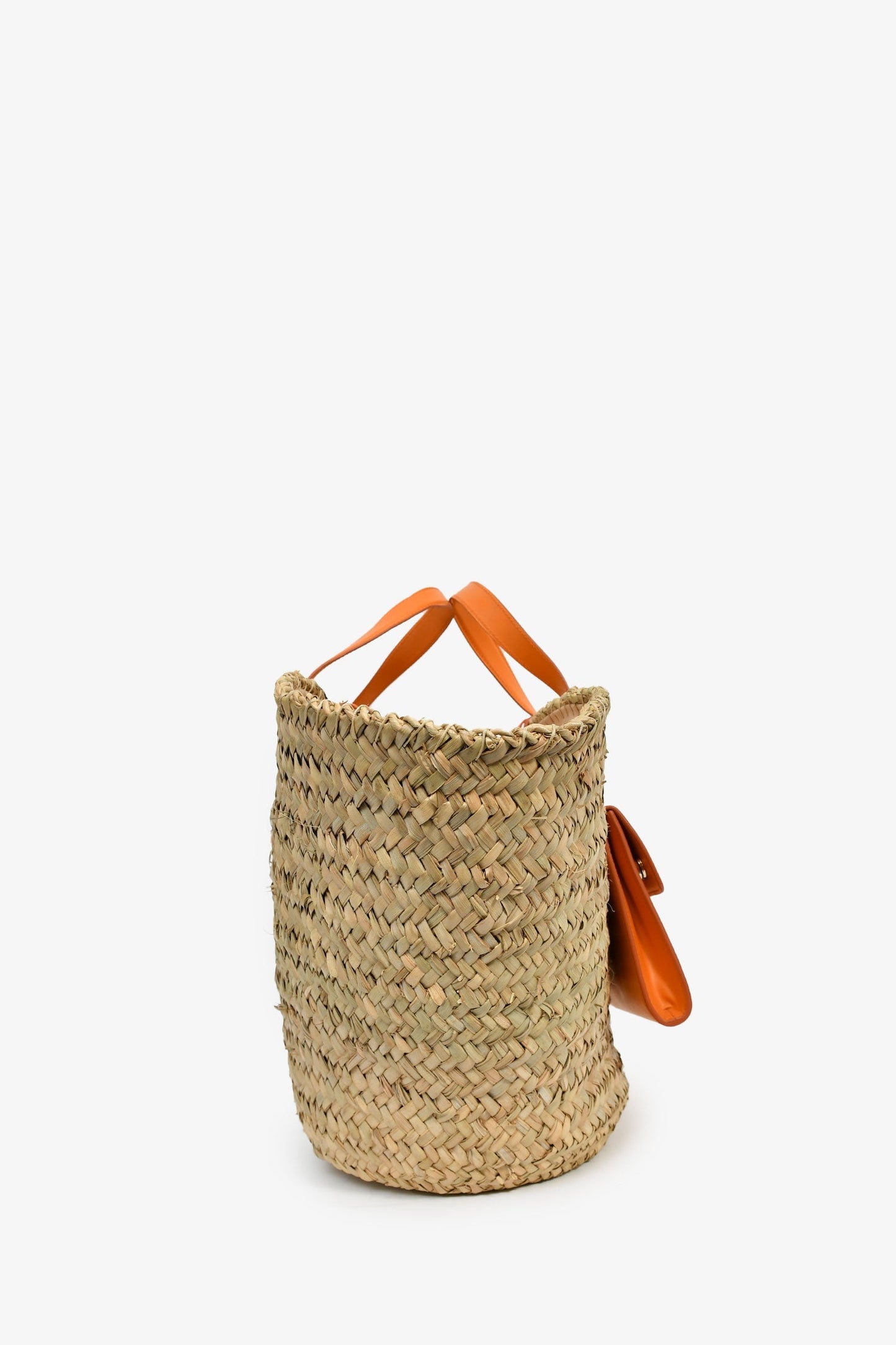 Dolce & Gabbana Straw/Leather Trim Orange Kendra Coffa Bag