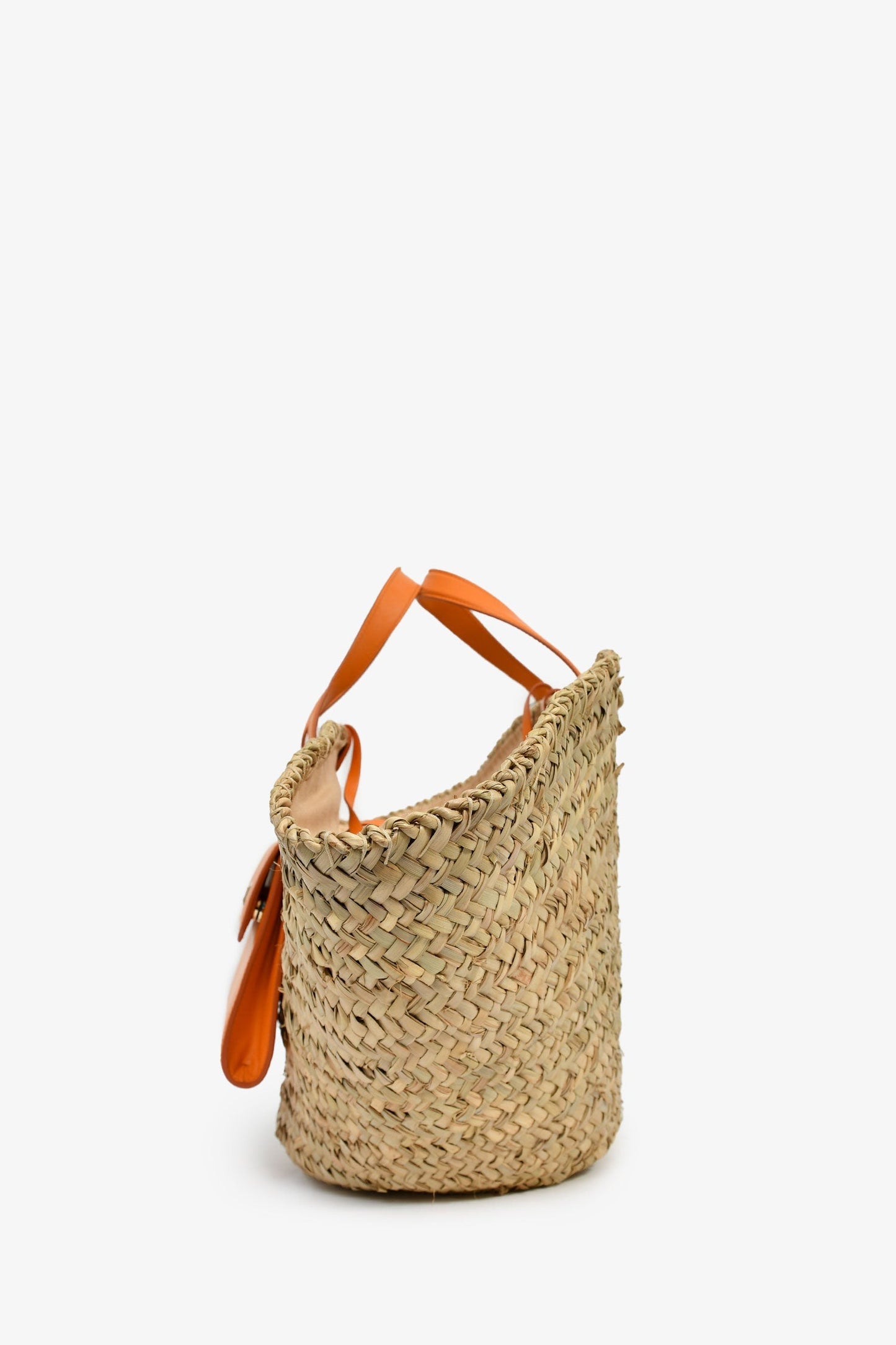 Dolce & Gabbana Straw/Leather Trim Orange Kendra Coffa Bag