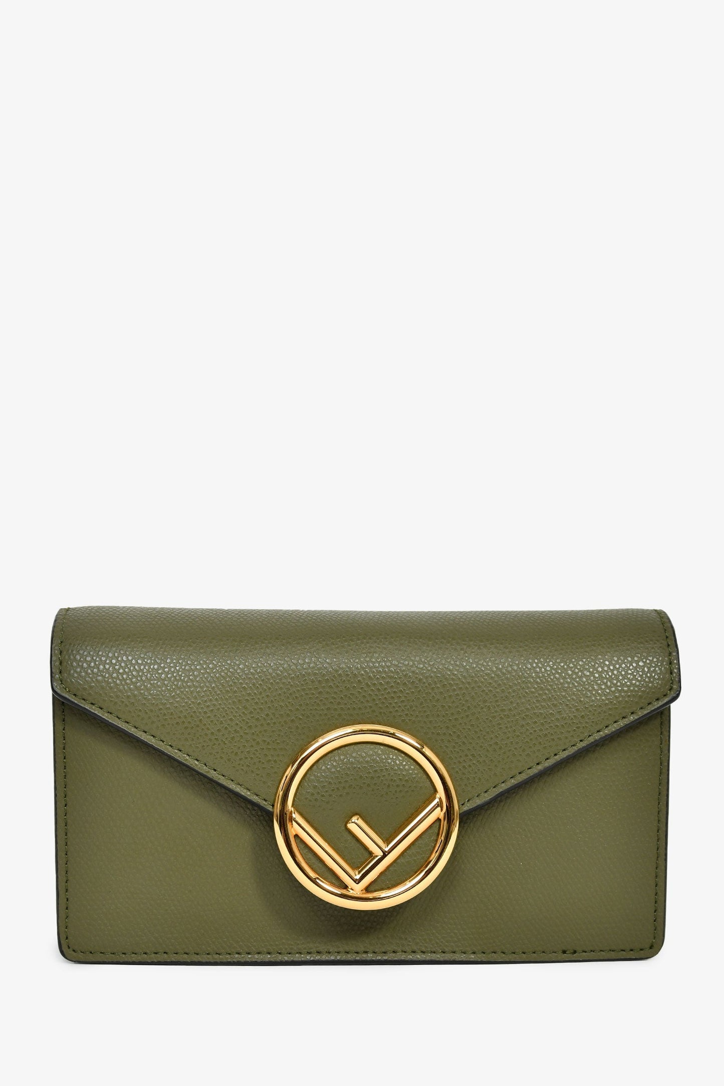 Fendi Olive Green Leather 'F Is Fendi' Belt Bag On Chain
