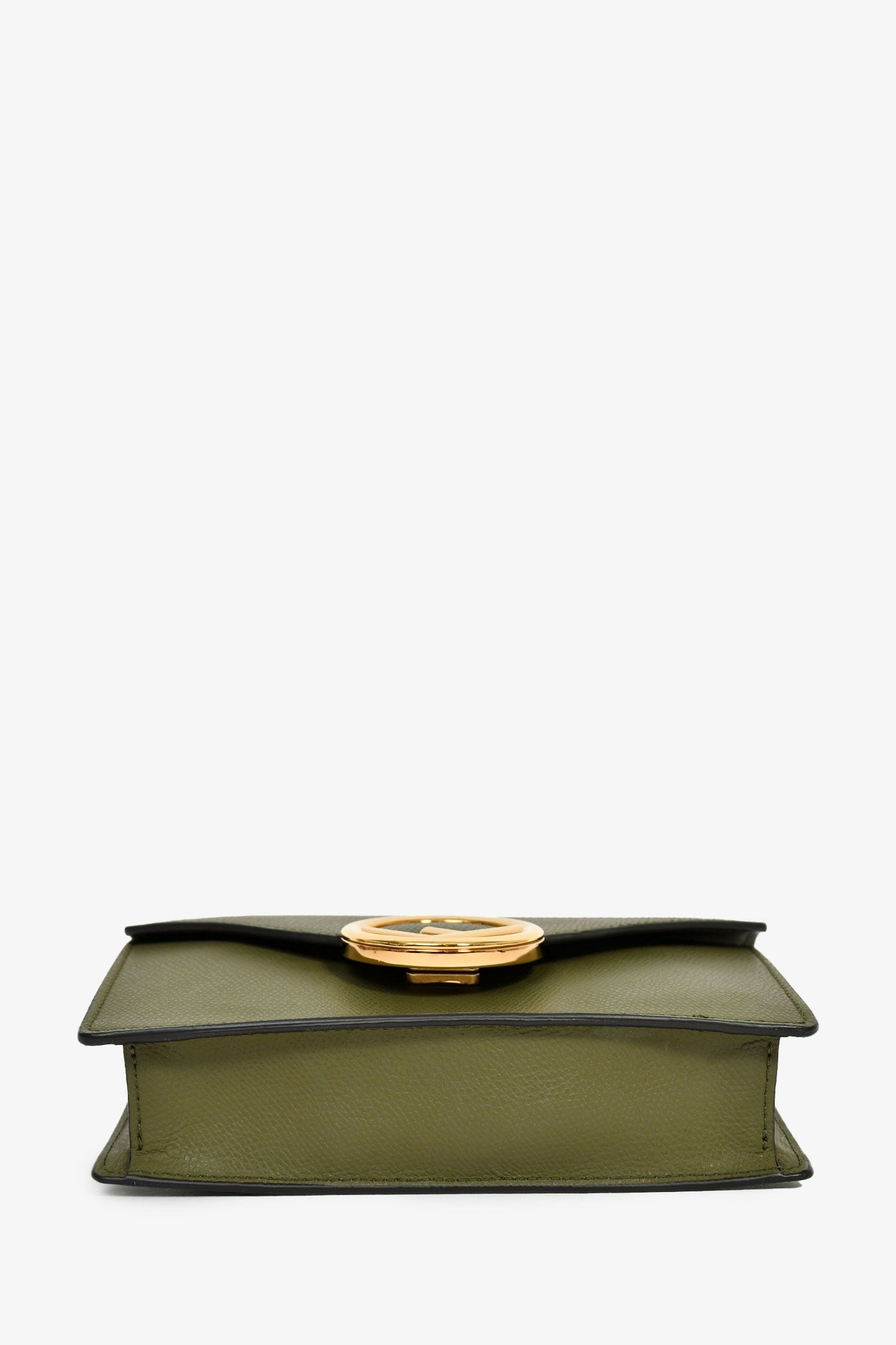 Fendi Olive Green Leather 'F Is Fendi' Belt Bag On Chain