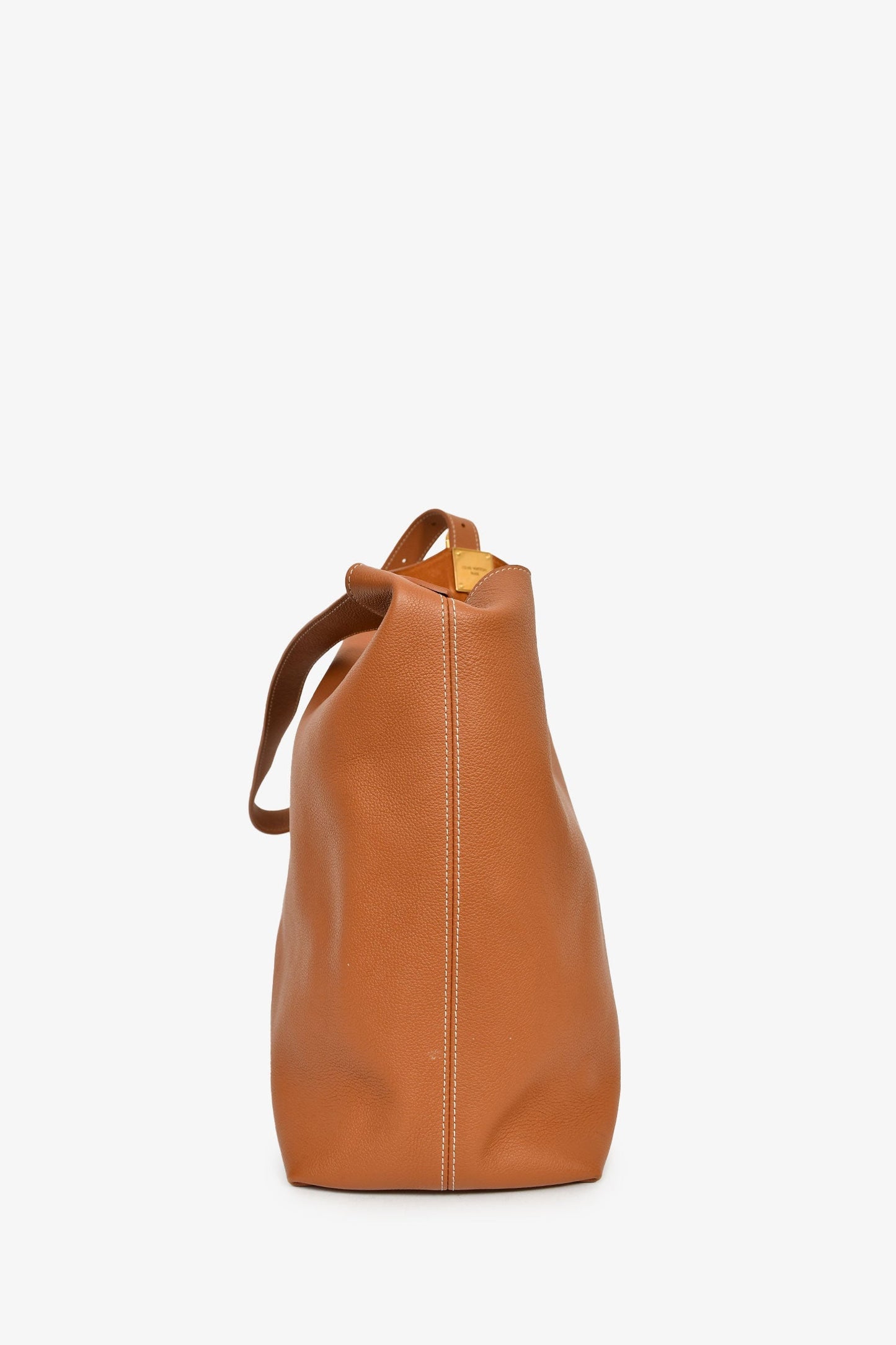 Louis Vuitton Brown Leather 'Low Key Hobo MM' Shoulder Bag With Monogram Pouch