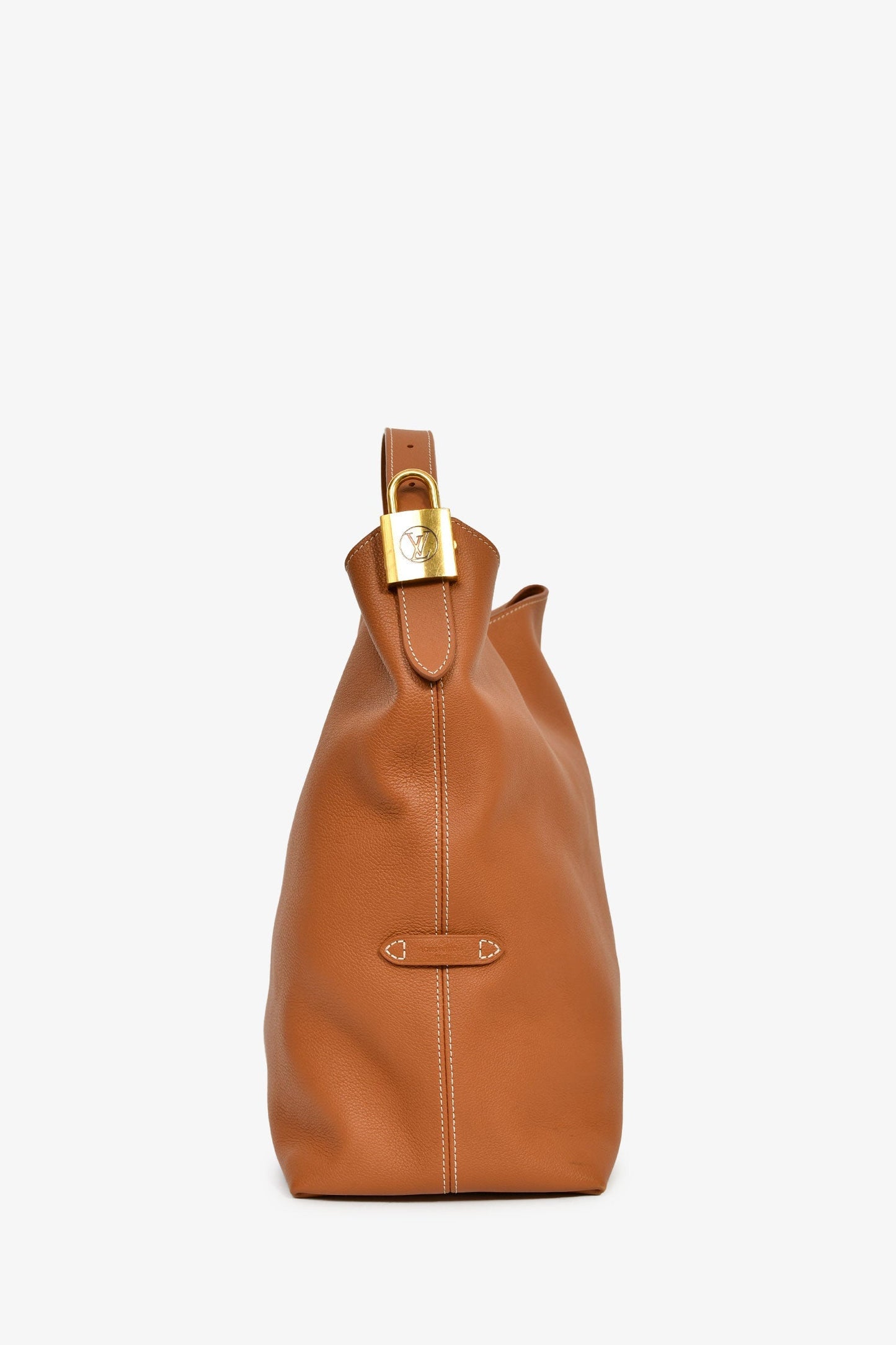 Louis Vuitton Brown Leather 'Low Key Hobo MM' Shoulder Bag With Monogram Pouch