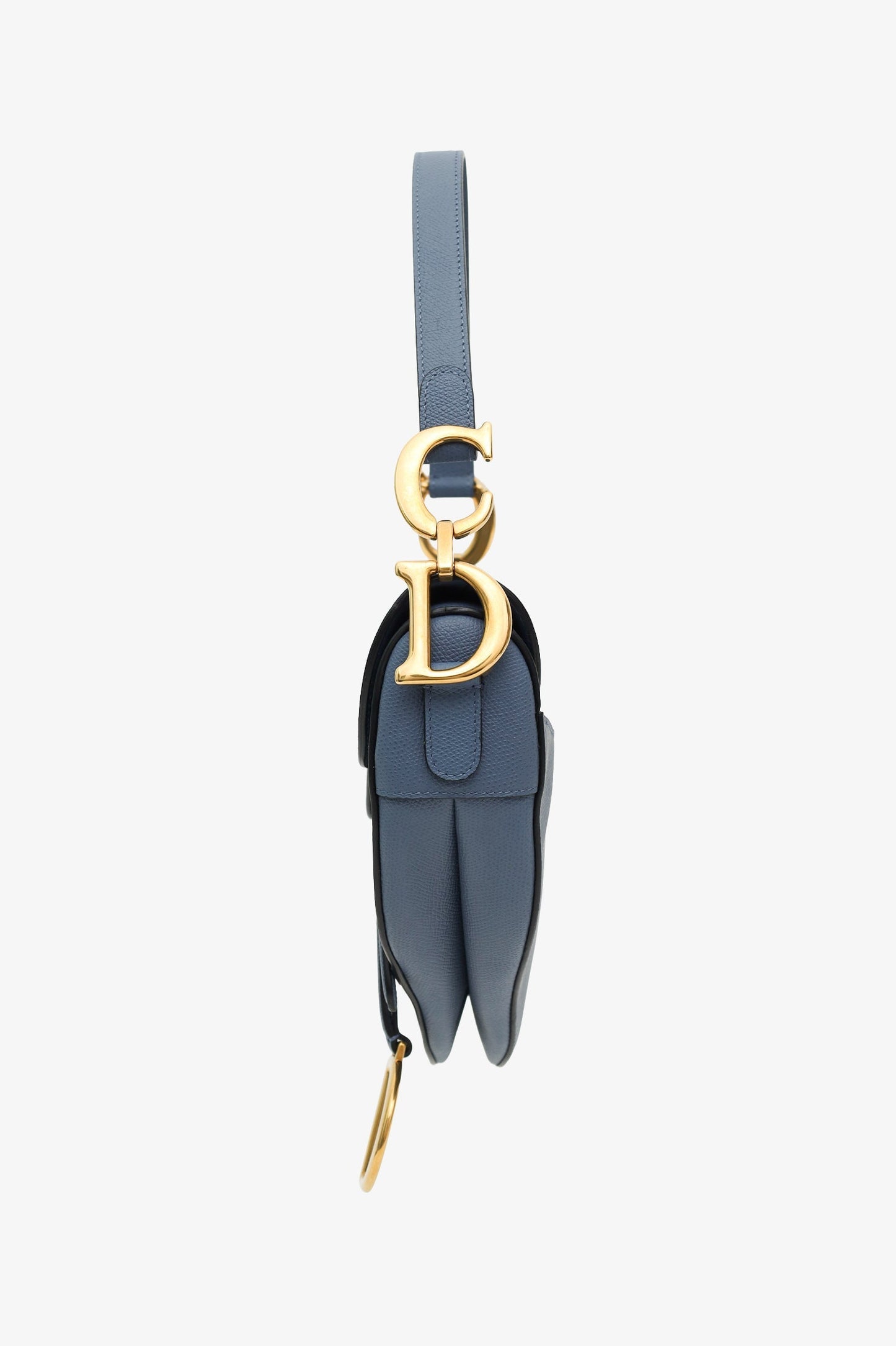 Christian Dior 2019 Blue Grained Leather Medium Saddle Bag
