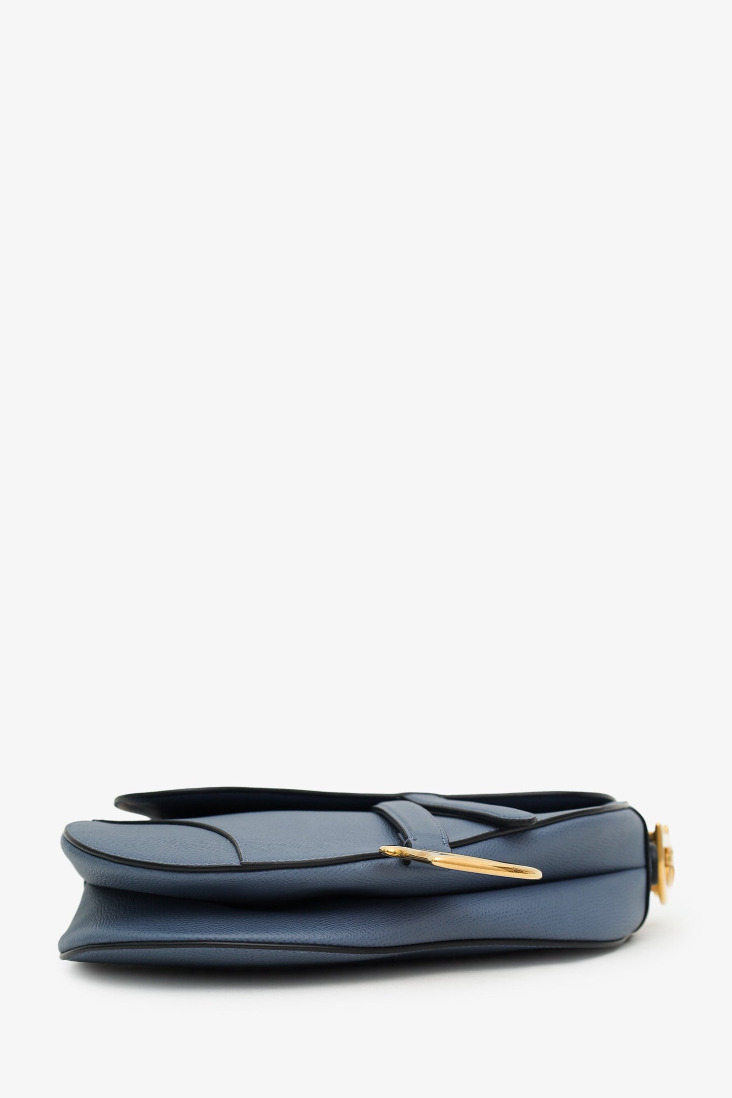 Christian Dior 2019 Blue Grained Leather Medium Saddle Bag