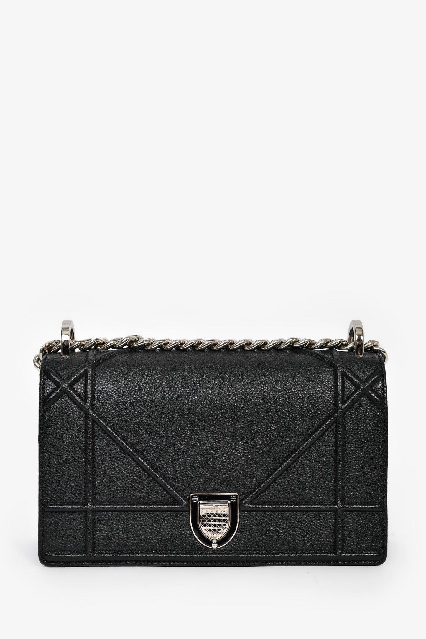 Christian Dior 2015 Black Leather 'Diorama' Small Shoulder Bag