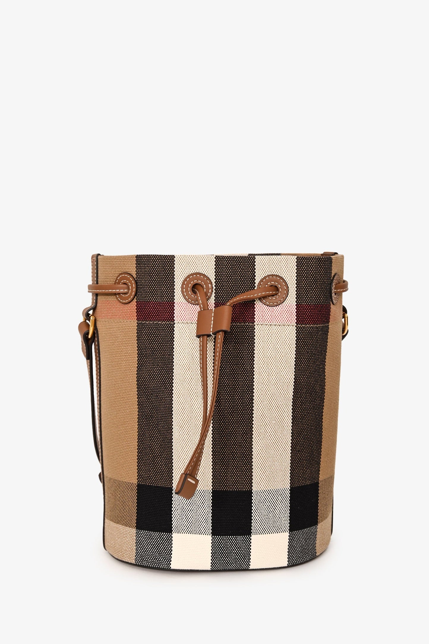 Burberry Taupe/Brown Canvas Giant Check Bucket Bag