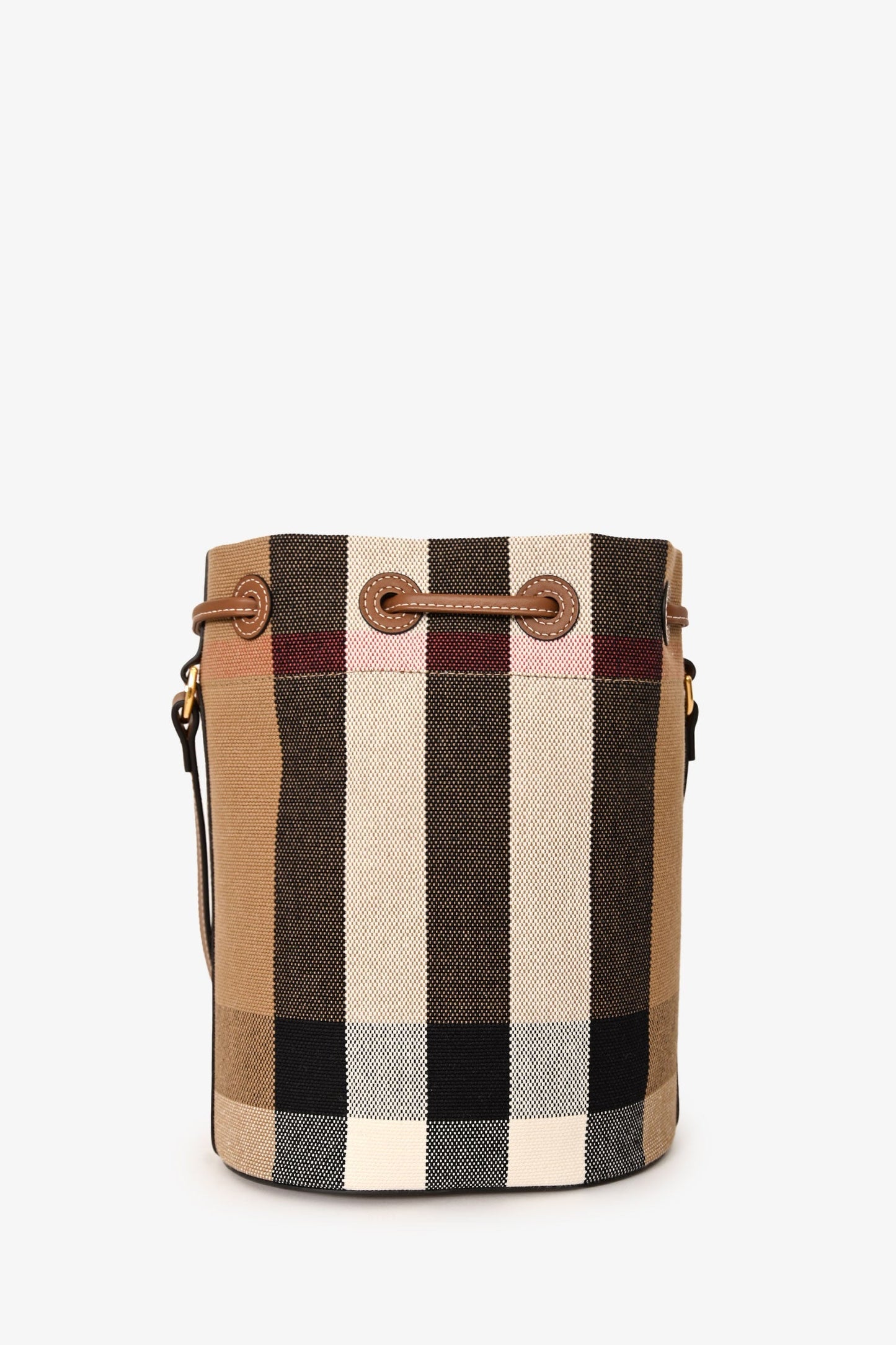 Burberry Taupe/Brown Canvas Giant Check Bucket Bag