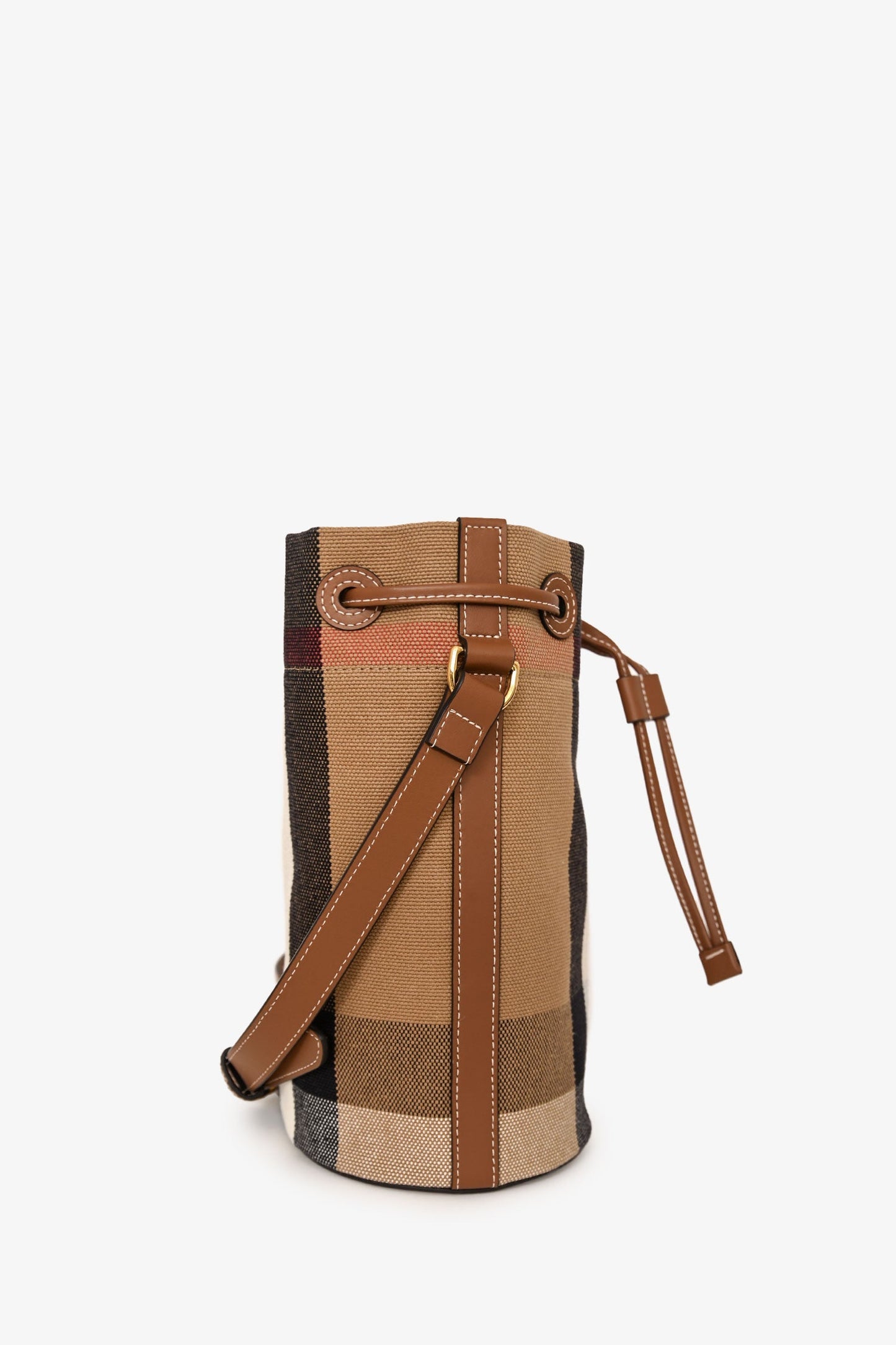 Burberry Taupe/Brown Canvas Giant Check Bucket Bag