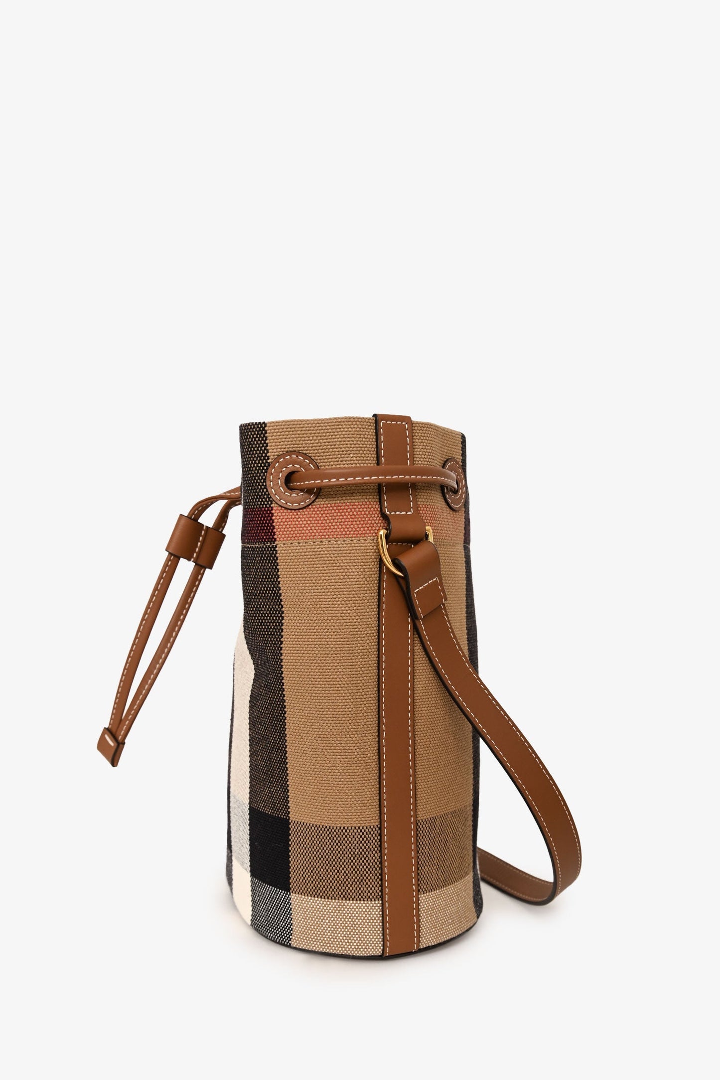 Burberry Taupe/Brown Canvas Giant Check Bucket Bag