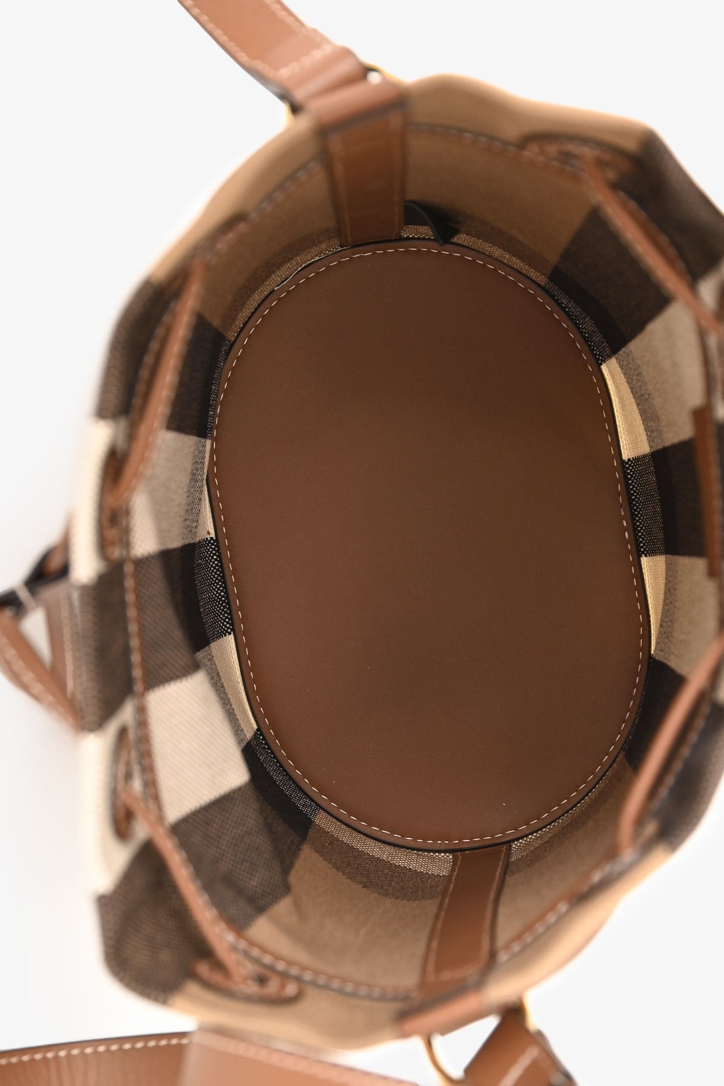 Burberry Taupe/Brown Canvas Giant Check Bucket Bag