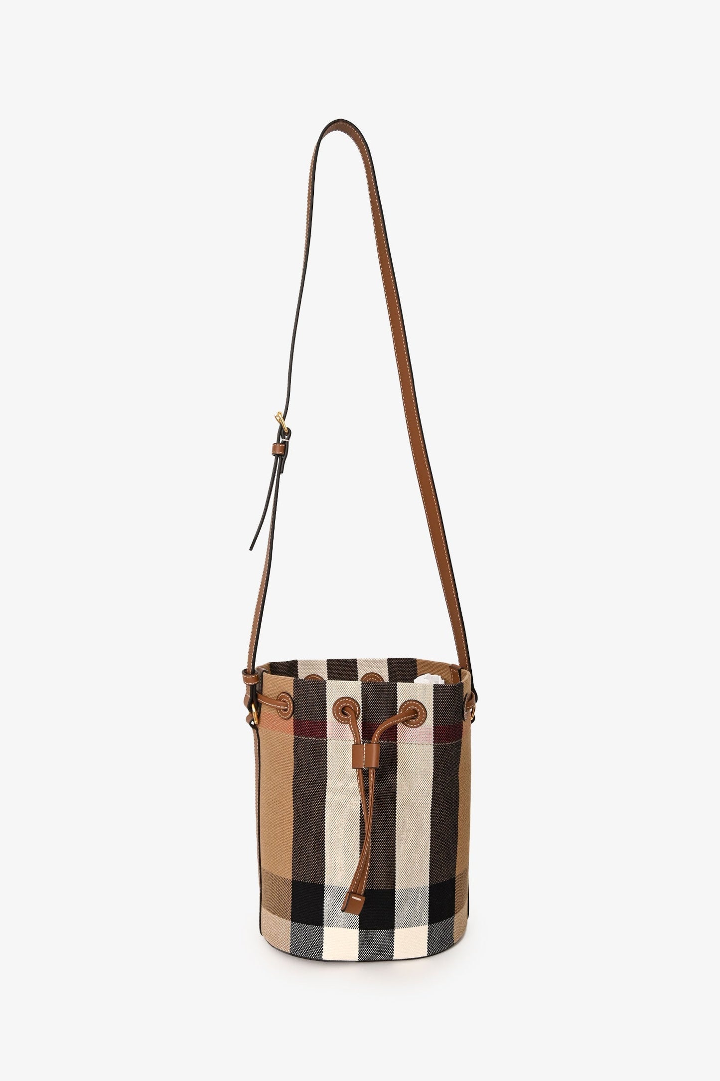 Burberry Taupe/Brown Canvas Giant Check Bucket Bag