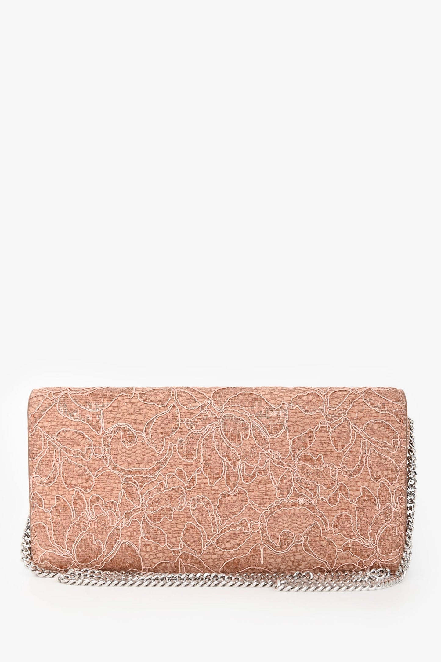 Jimmy Choo Powder Pink Lace Milla Clutch With Chain