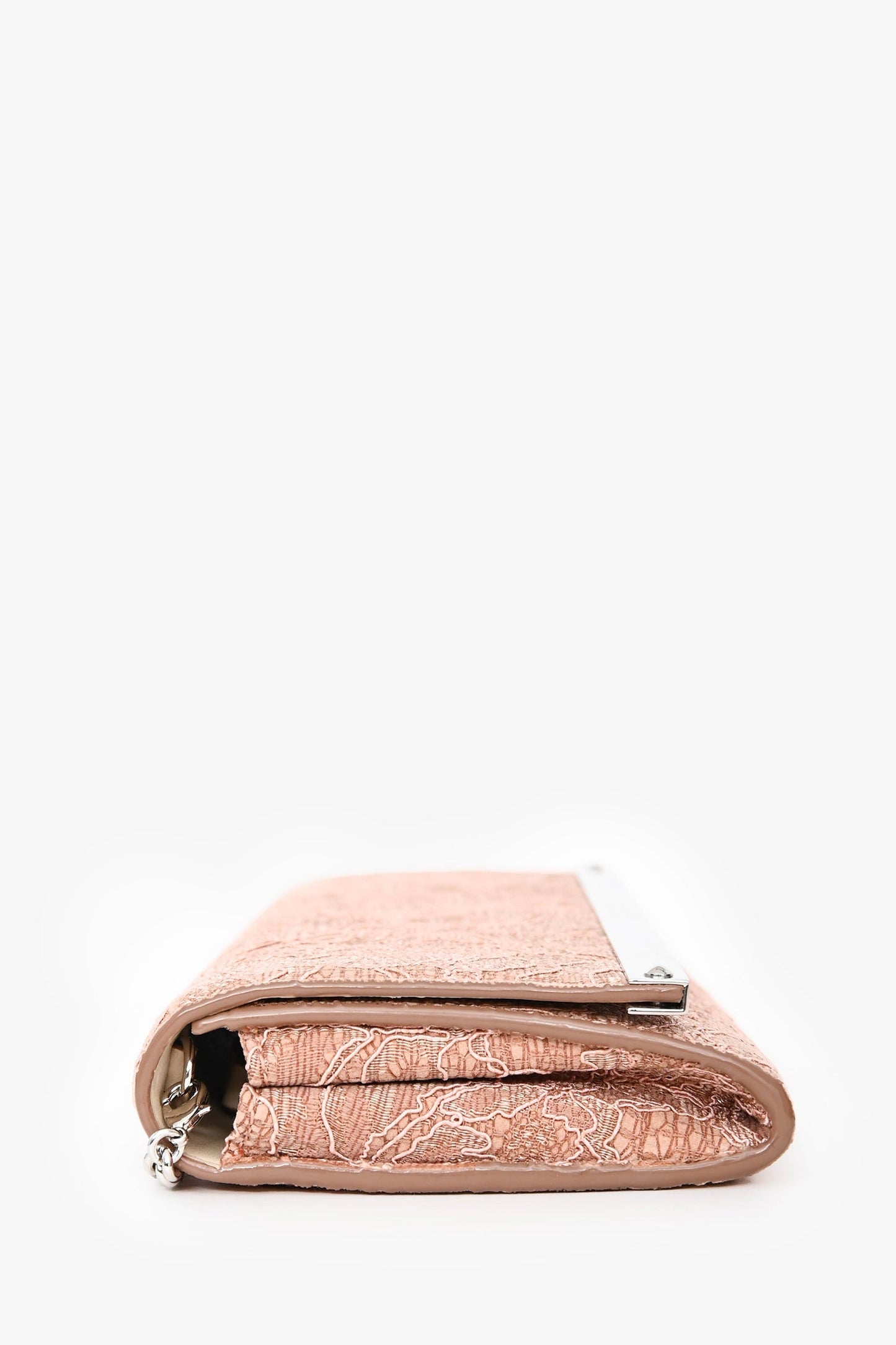 Jimmy Choo Powder Pink Lace Milla Clutch With Chain