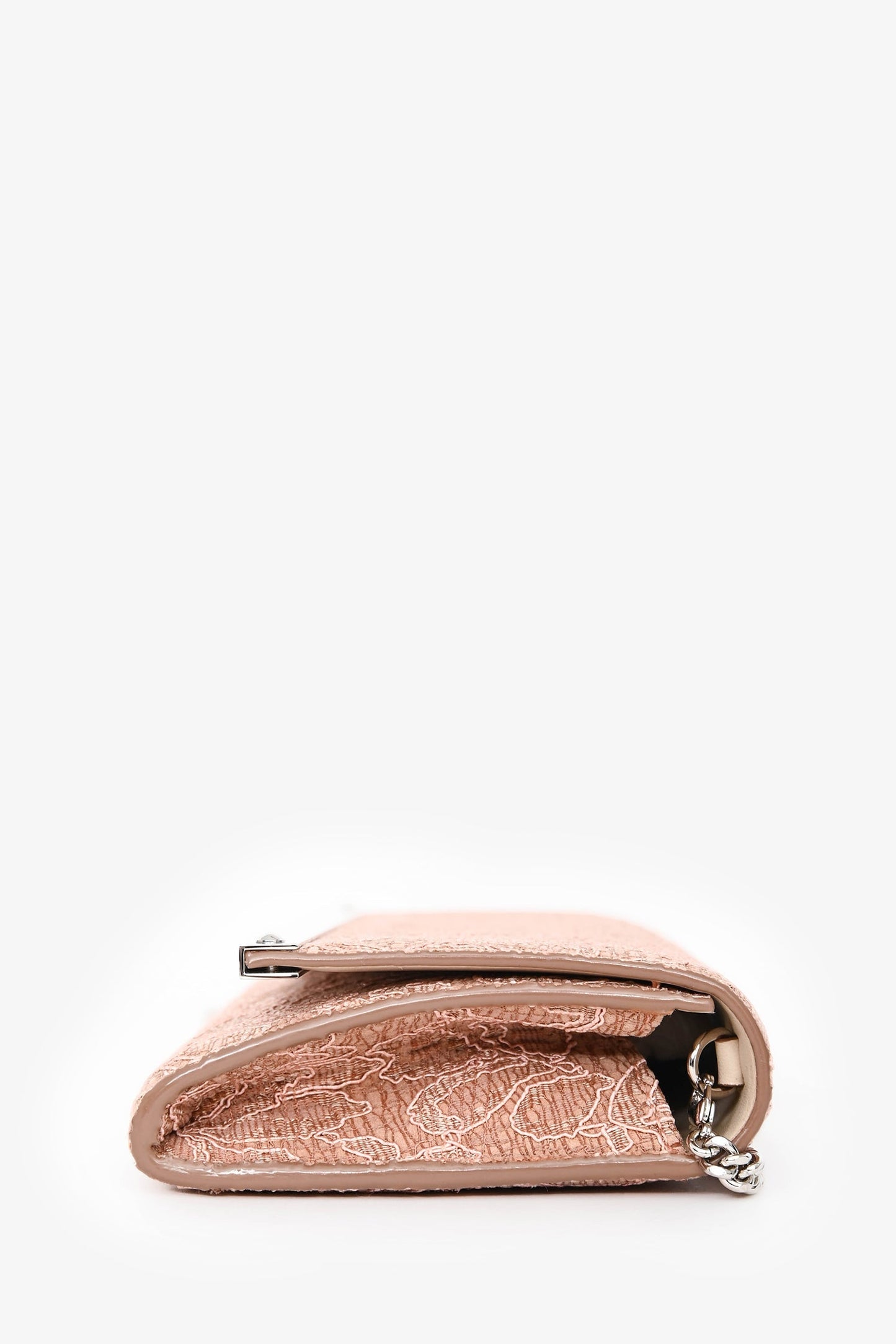 Jimmy Choo Powder Pink Lace Milla Clutch With Chain