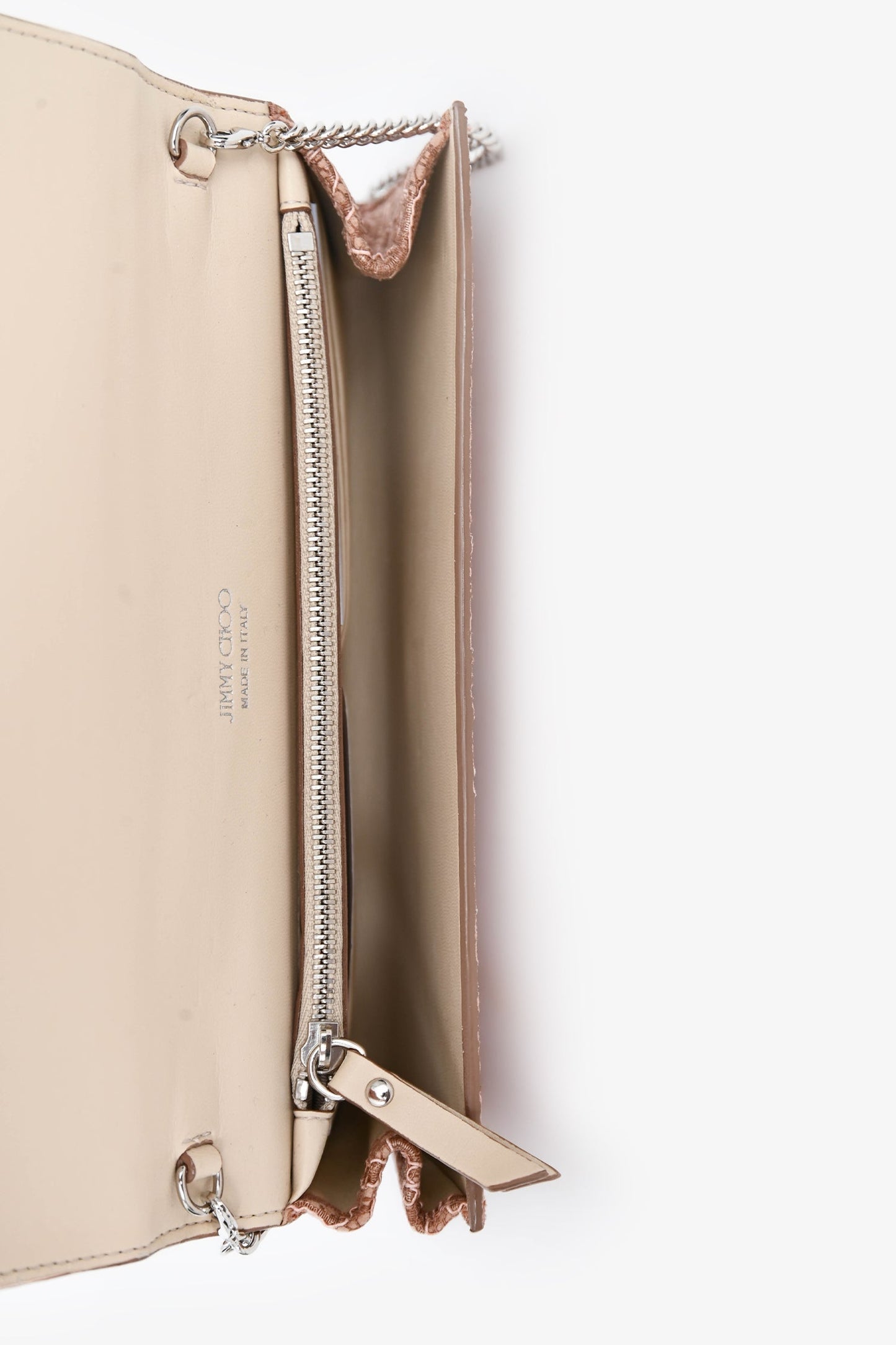 Jimmy Choo Powder Pink Lace Milla Clutch With Chain