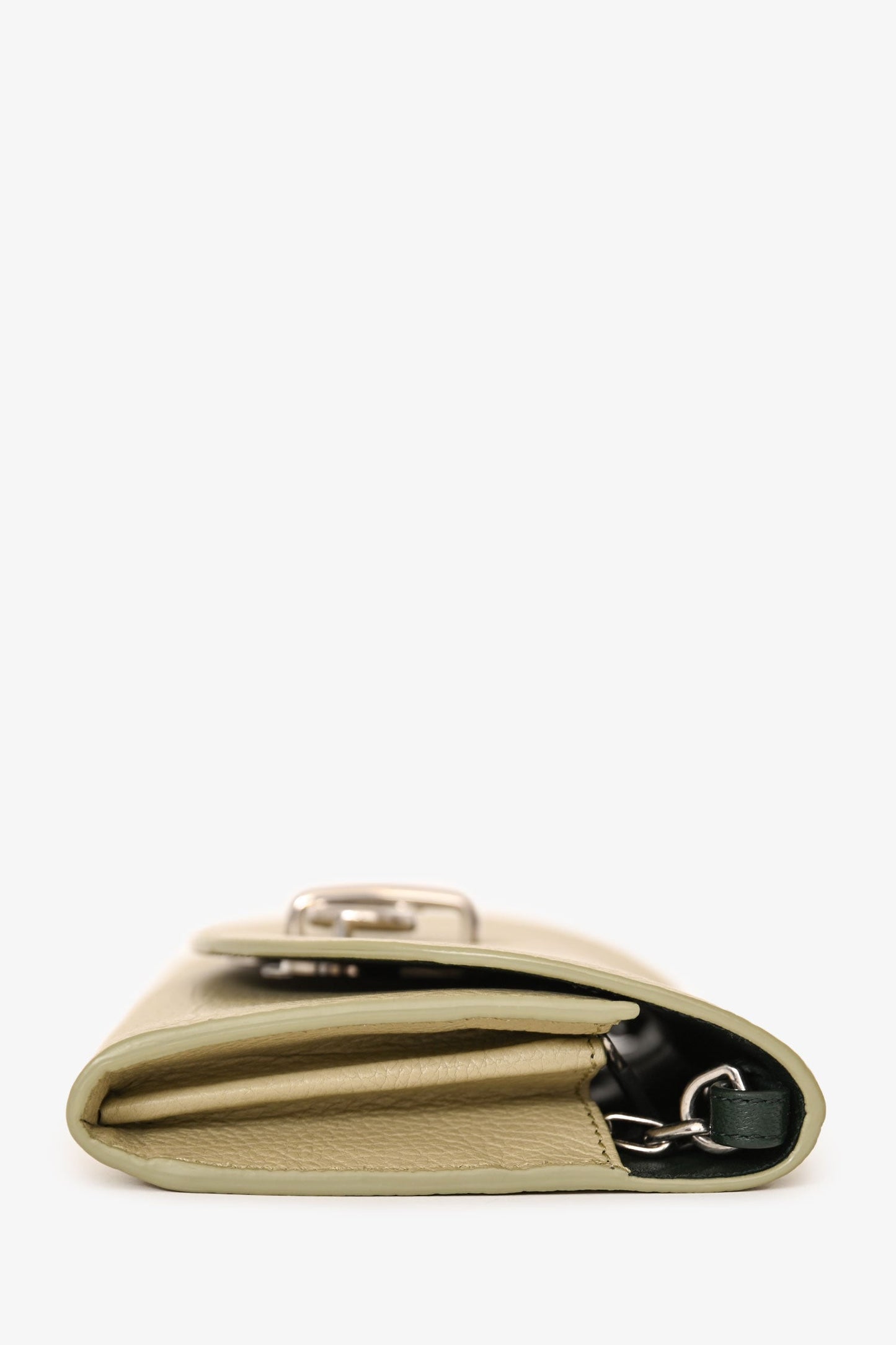 Burberry Light Green Leather Rocking Horse Wallet On Chain