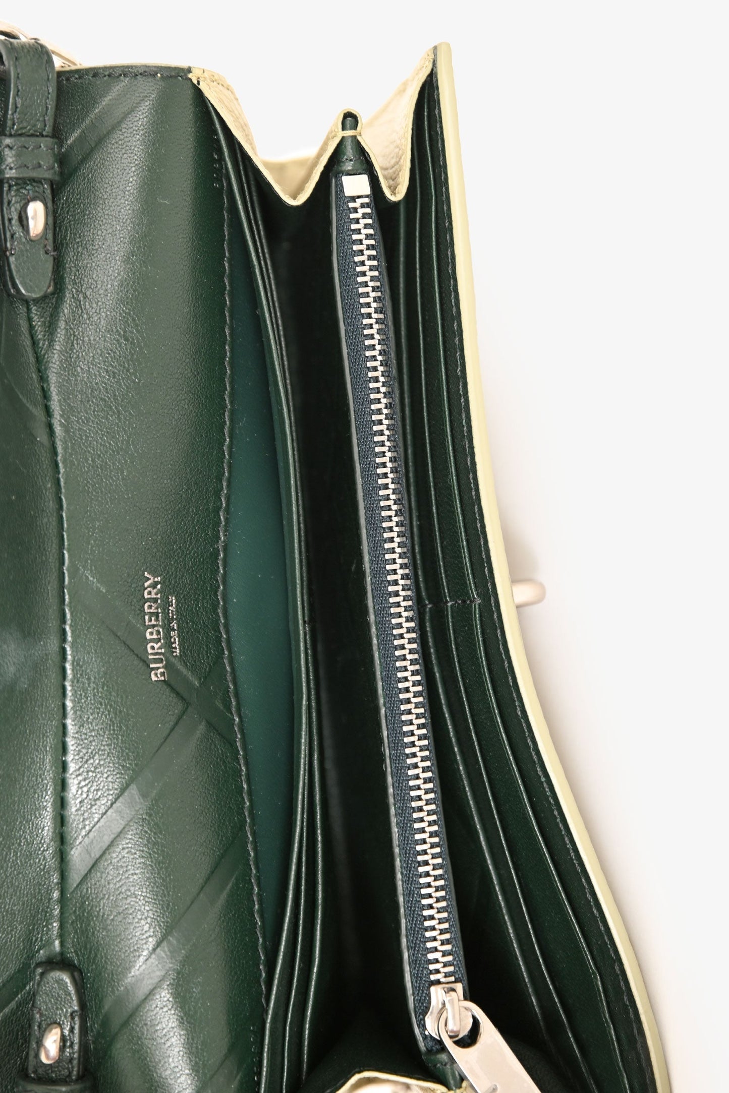 Burberry Light Green Leather Rocking Horse Wallet On Chain
