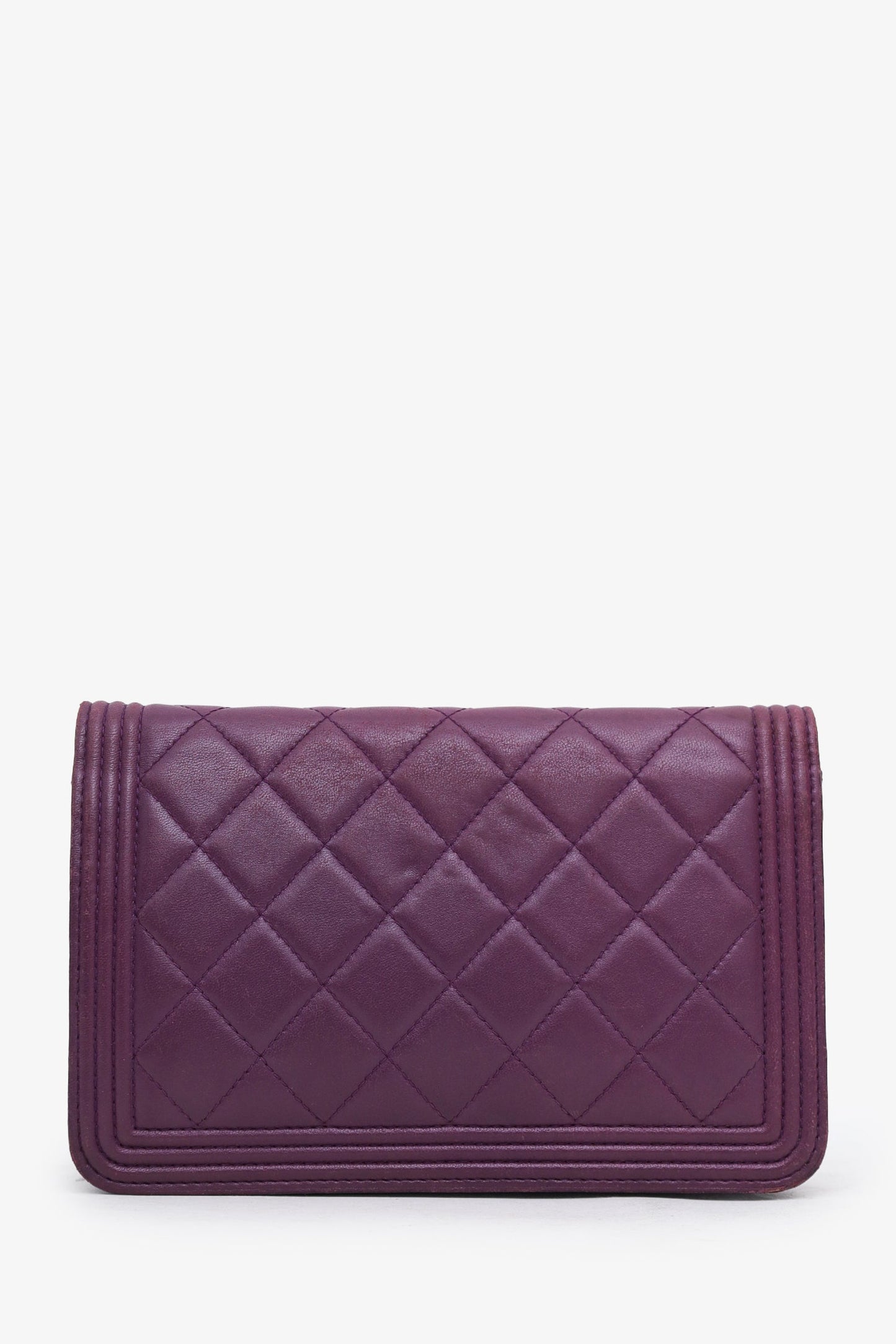 Chanel™ 2015-16 Purple Lambskin Boy Wallet On Chain SHW
