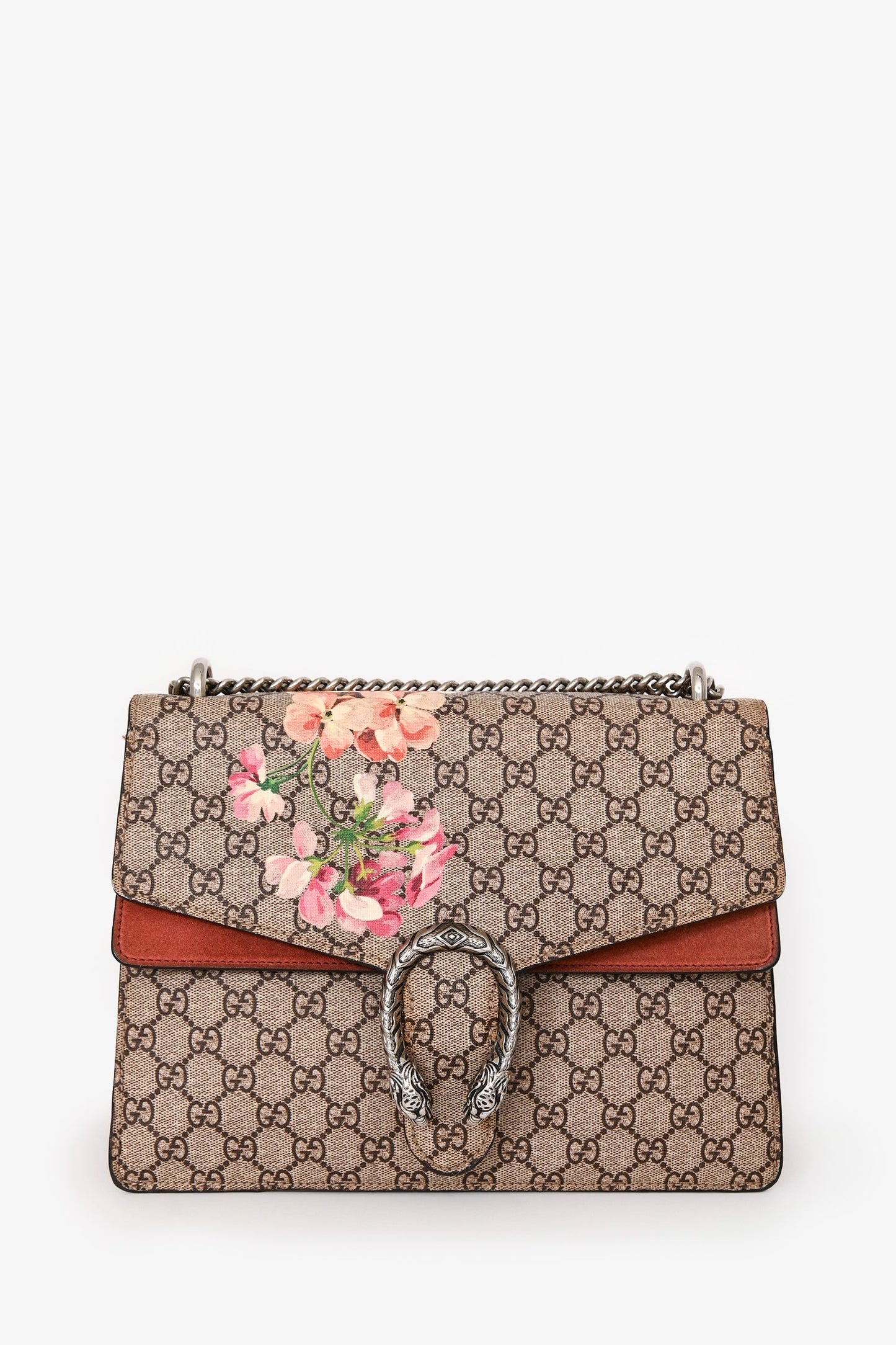 Gucci GG Supreme Blooms Canvas/Pink Suede Dionysus Medium Shoulder Bag