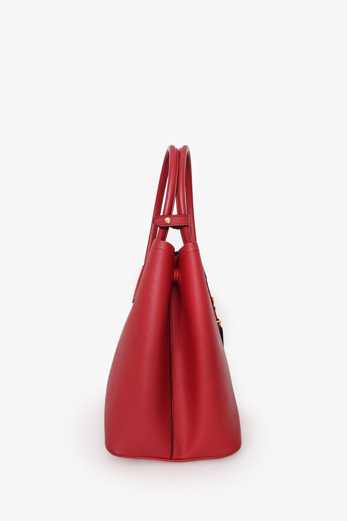 Prada Red Saffiano Leather Medium Double Tote Bag With Strap