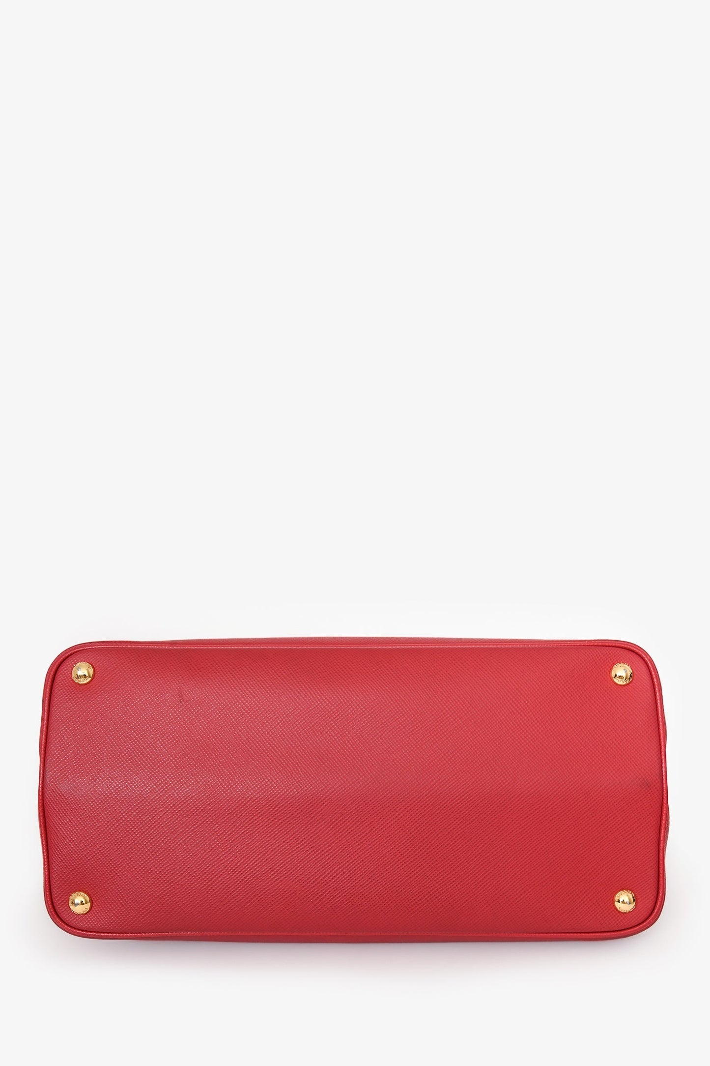 Prada Red Saffiano Leather Medium Double Tote Bag With Strap