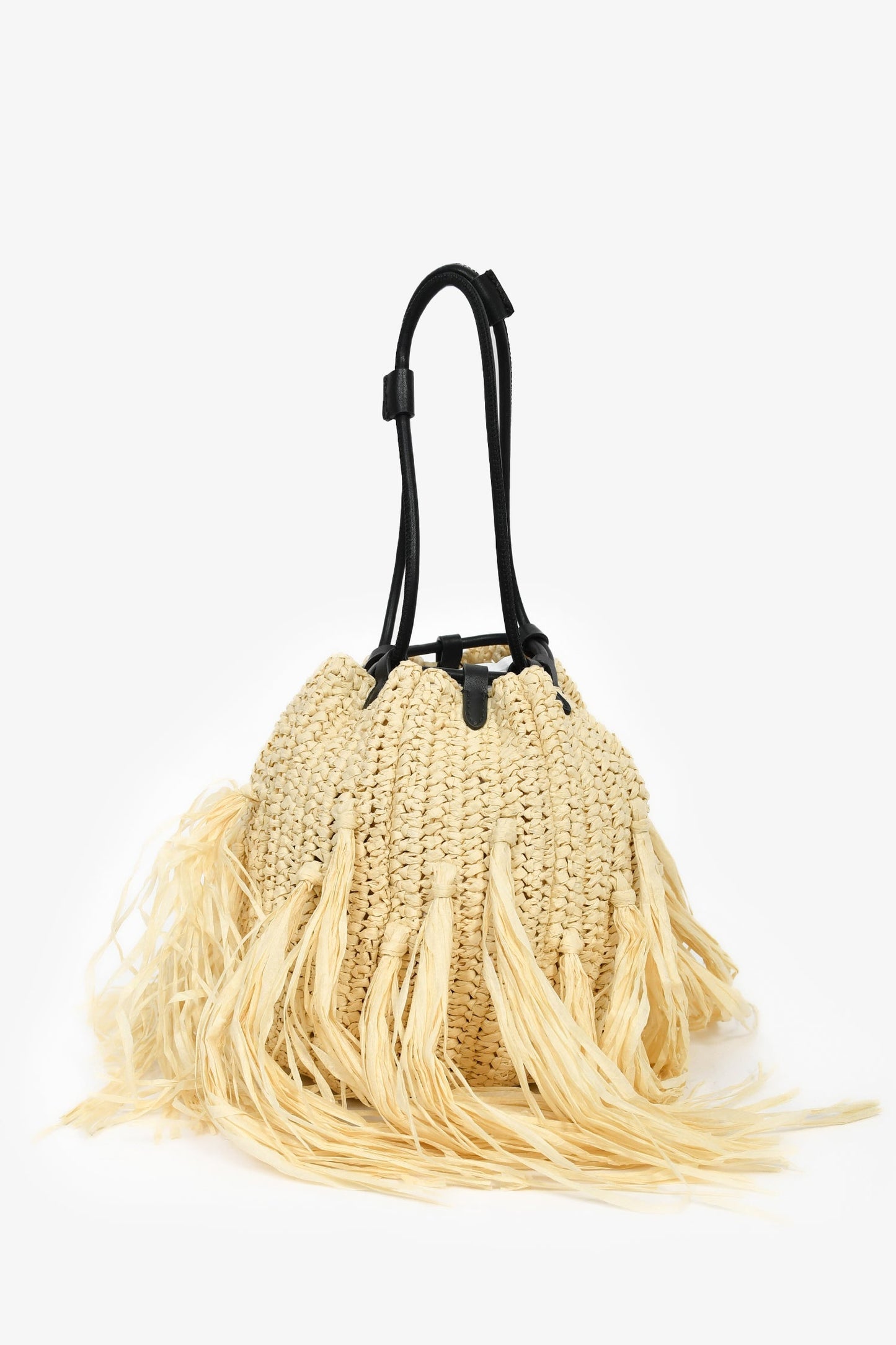 Jason Wu Raffia/Black Leather Bucket Bag