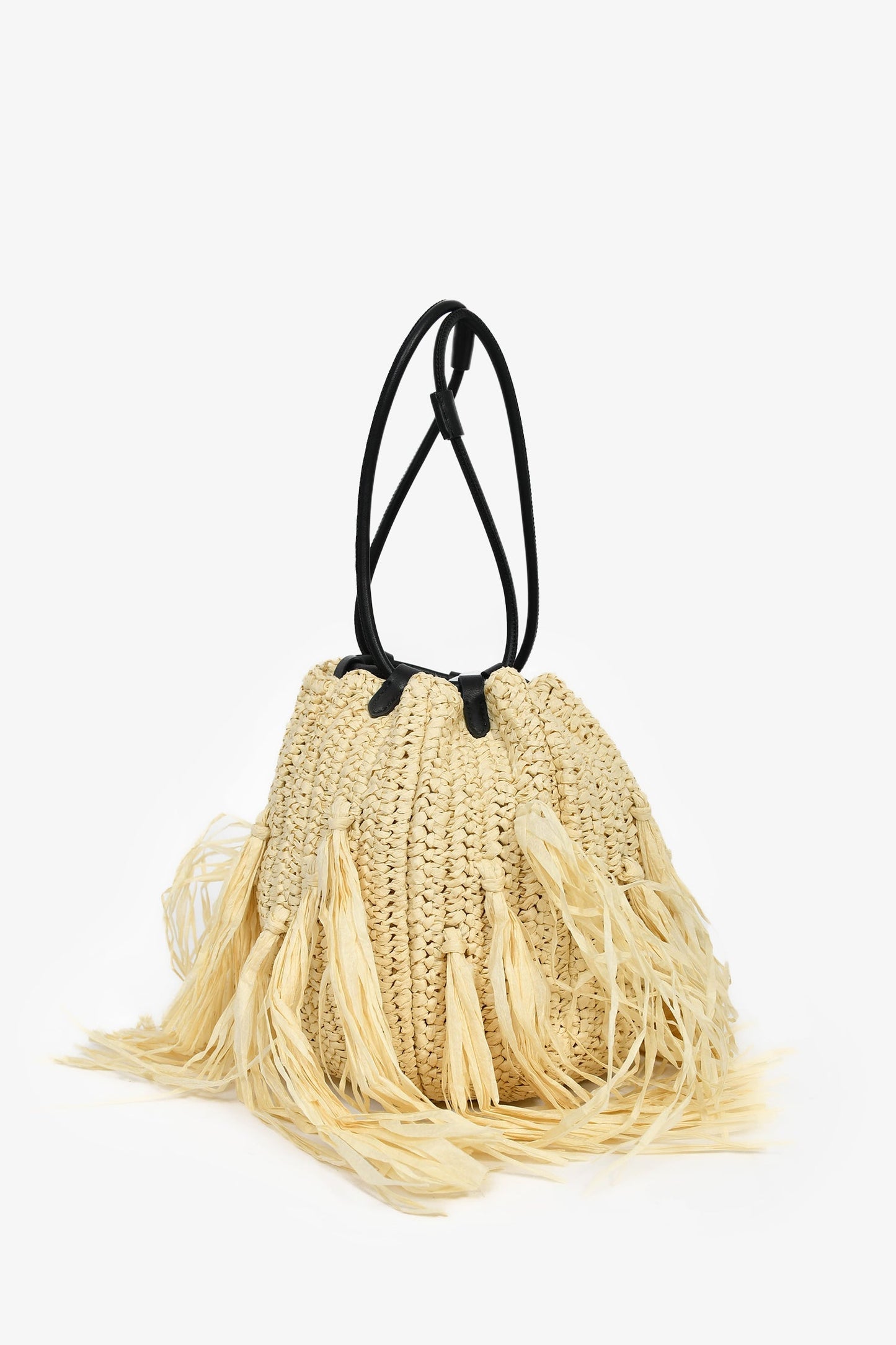 Jason Wu Raffia/Black Leather Bucket Bag