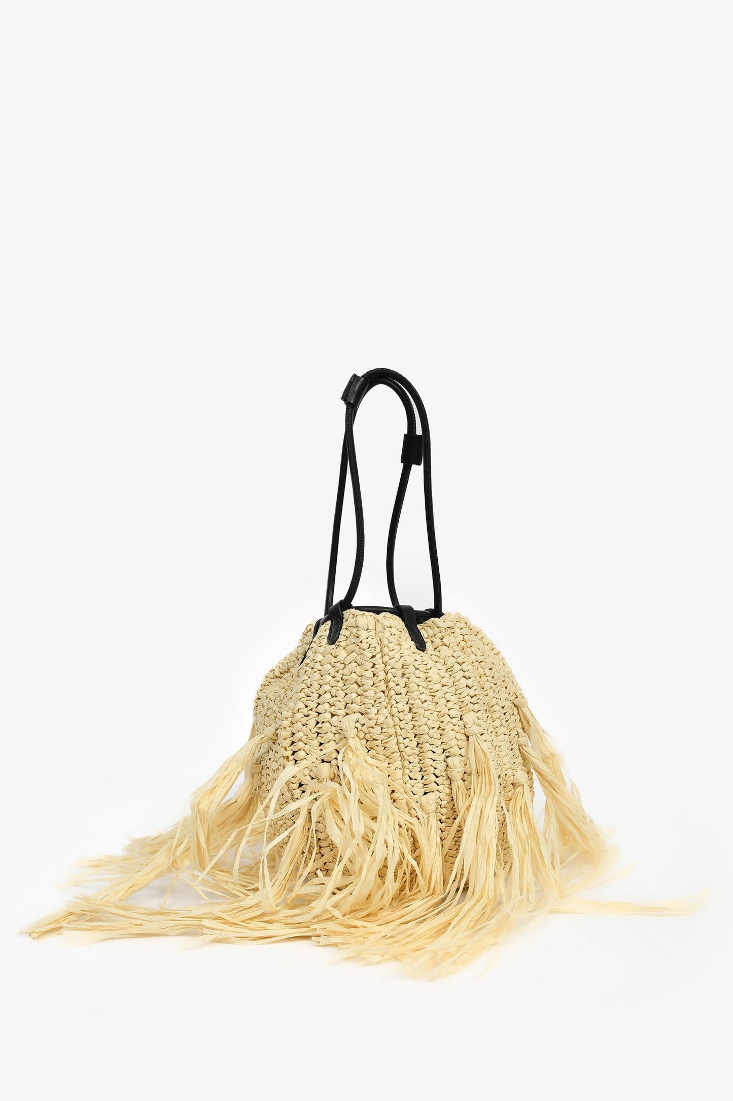 Jason Wu Raffia/Black Leather Bucket Bag