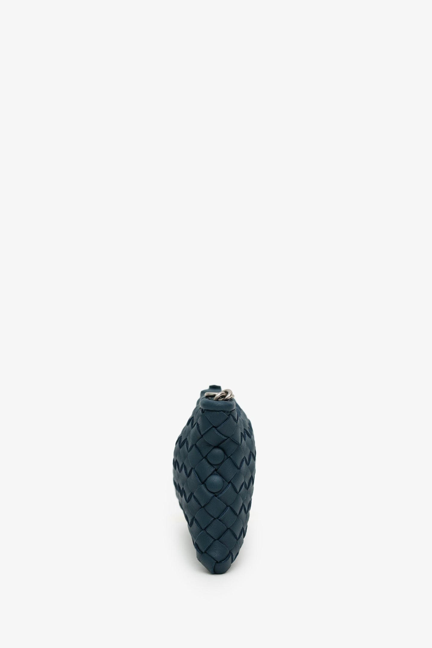 Bottega Veneta Teal Intrecciato Nappa Leather Mini Pouch With Strap
