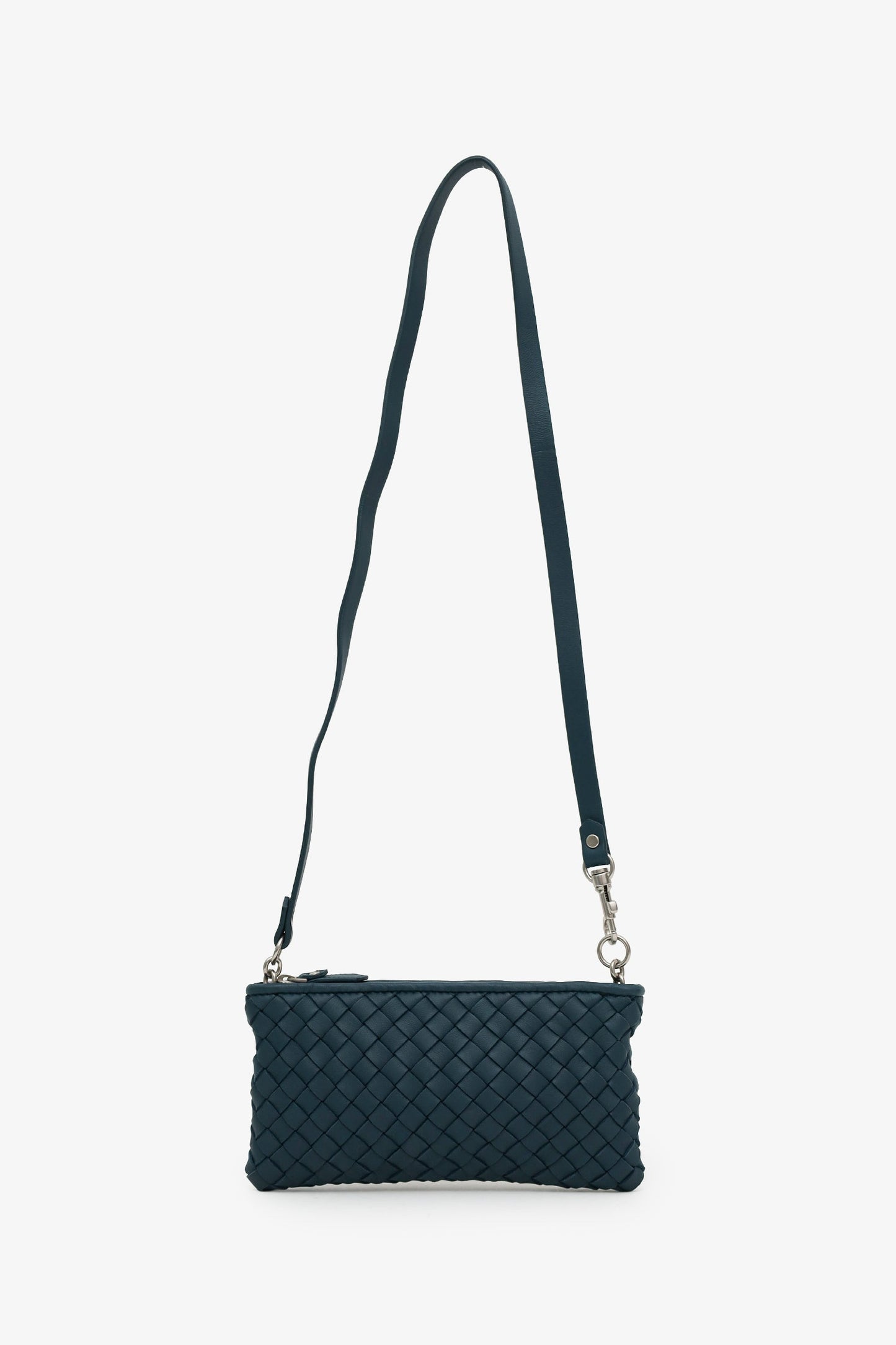 Bottega Veneta Teal Intrecciato Nappa Leather Mini Pouch With Strap